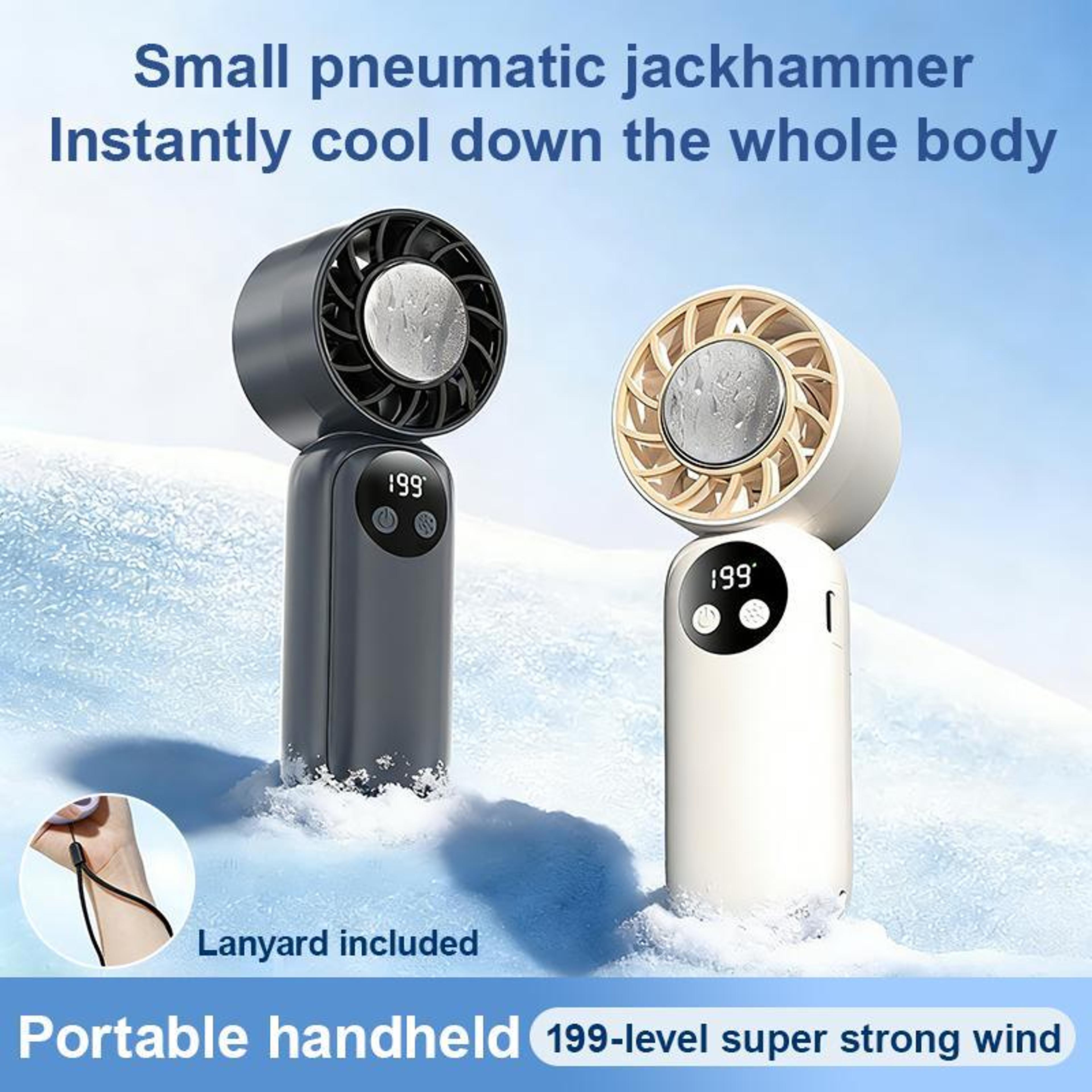 Mini Ice Cooling Handheld Fan With Digital Display And 199Speed Rechargeable Cooling 1