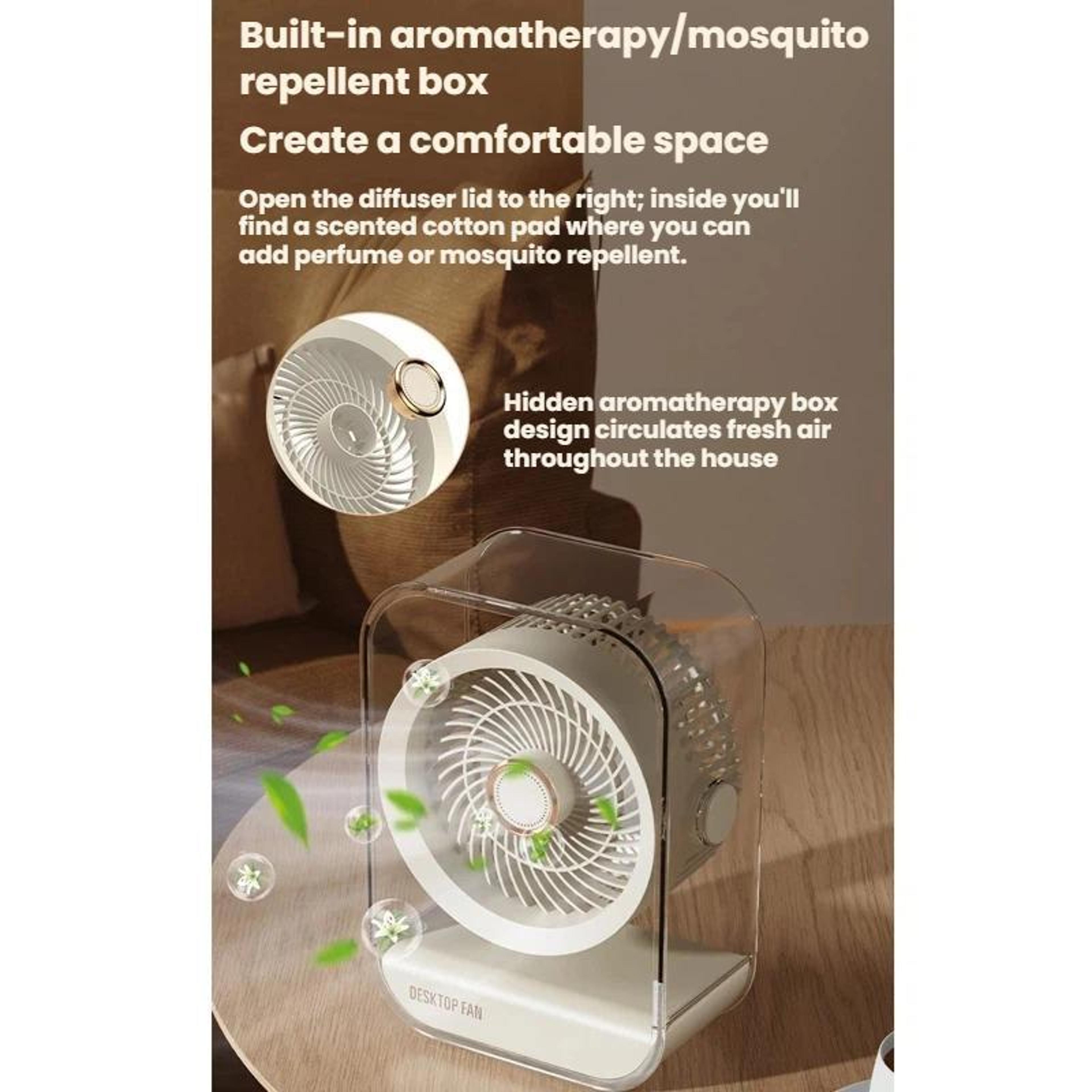 5Speed Rechargeable Desk Fan With Night Light And 360 Adjustable Airflow 9