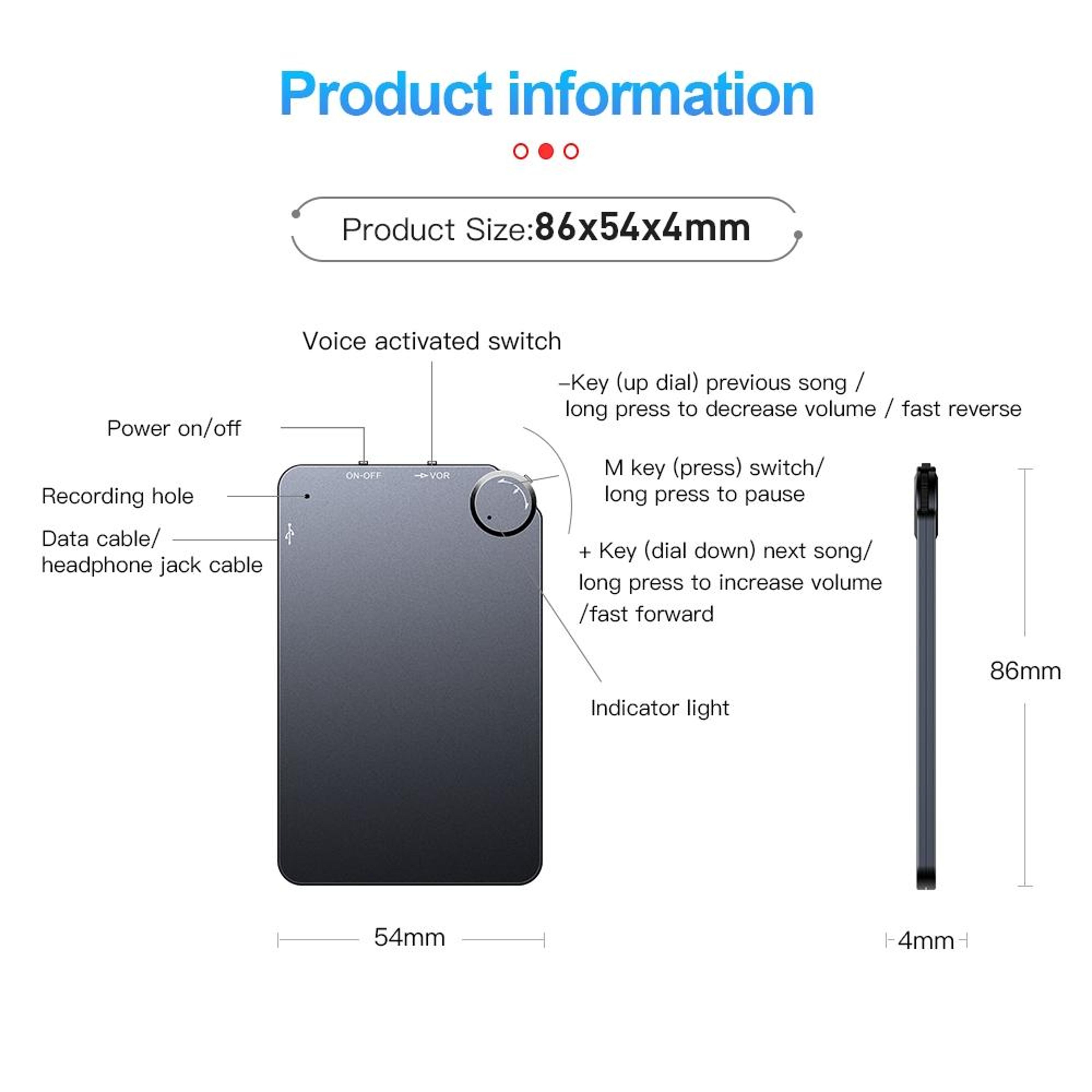 K2 UltraThin Voice Activated Recorder With 150Hour Battery And HD Noise Reduction 3
