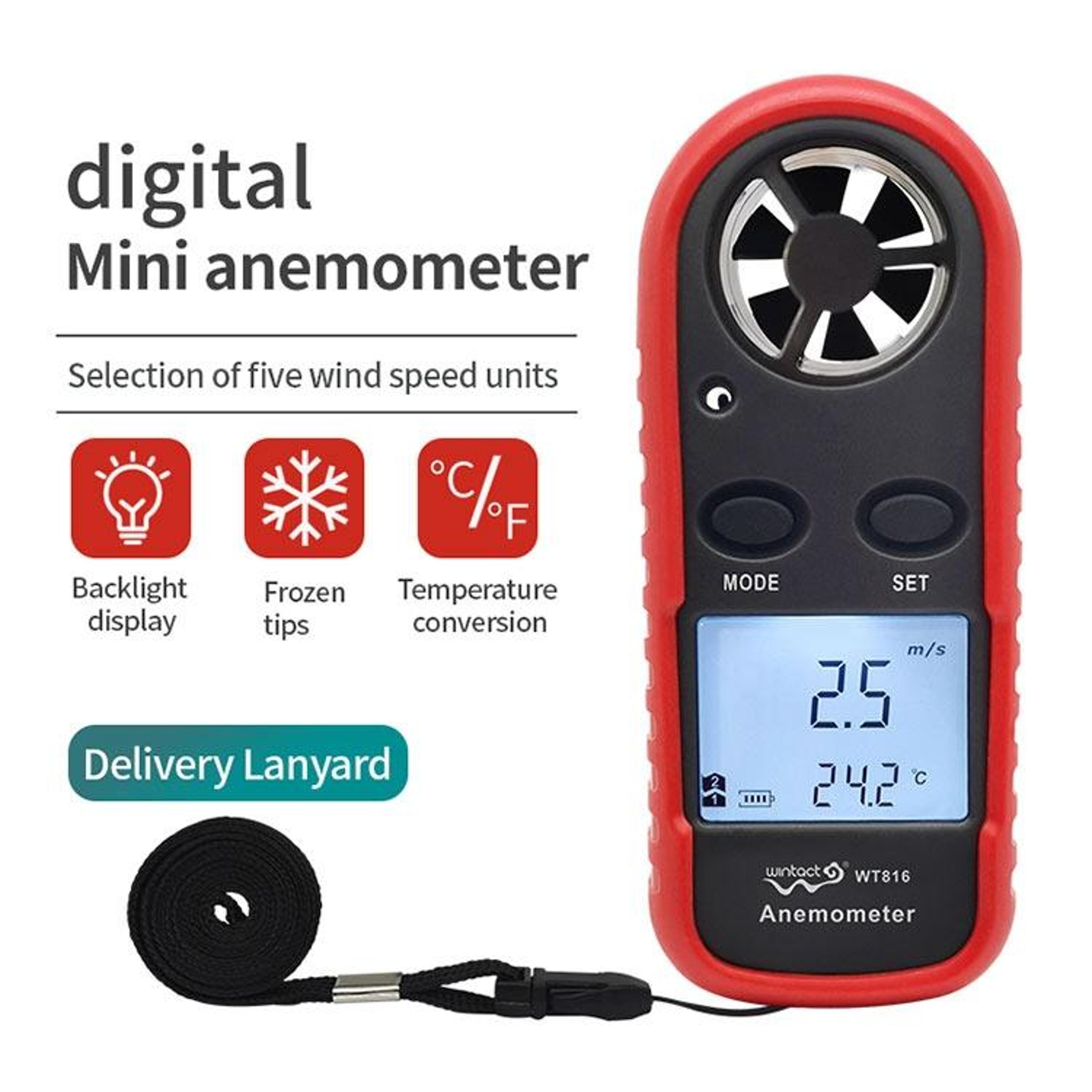 Digital Anemometer Wind Speed Meter With Thermometer And Backlit LCD 4