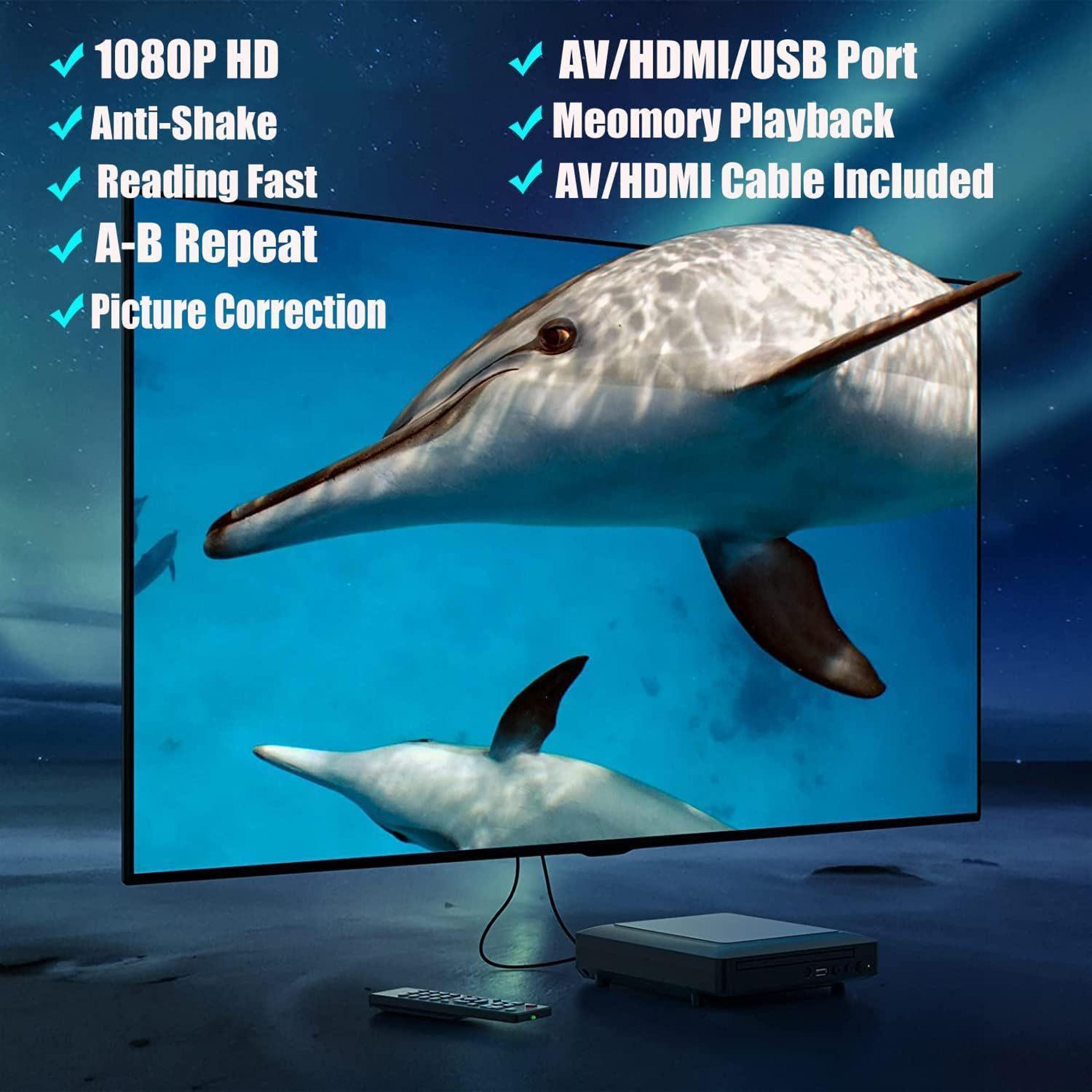 Compact DVD Player For TV With HDMI USB And RCA Remote Control 4