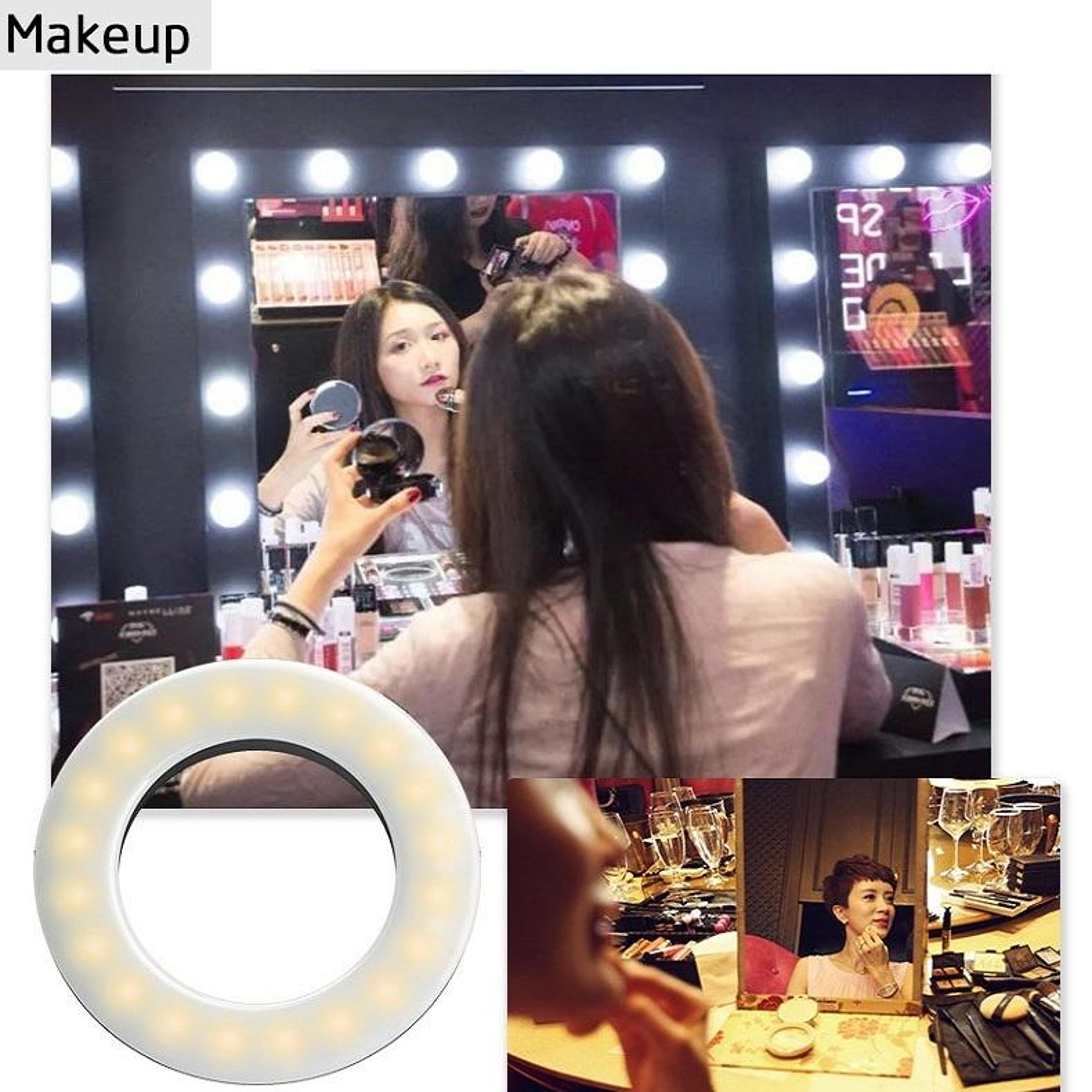 Rechargeable Selfie Ring Light With Adjustable Warm  Cool LED Fill Light For Phones 10