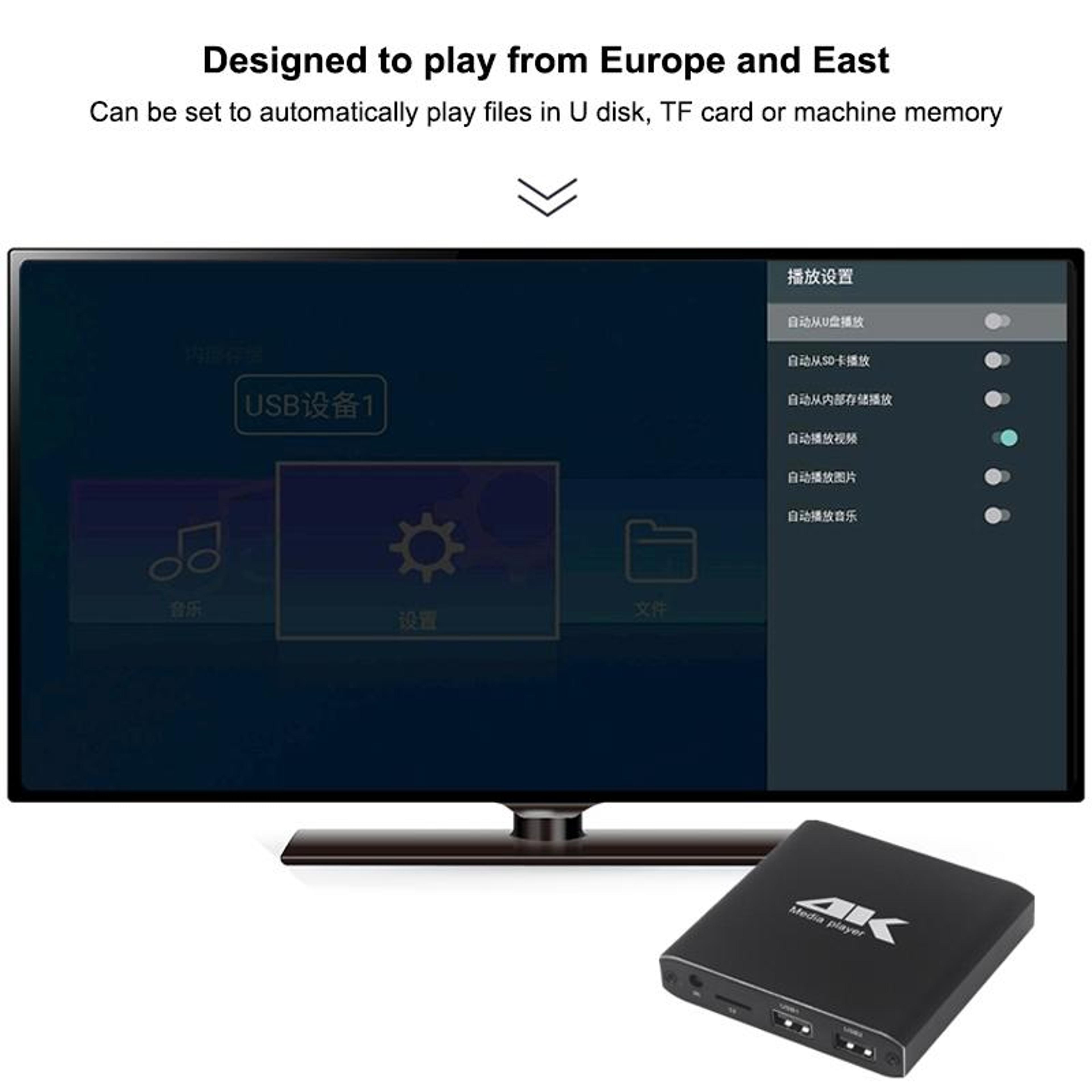 4K HD Media Player With Auto Loop Playback USB And SD Digital Signage Player 4