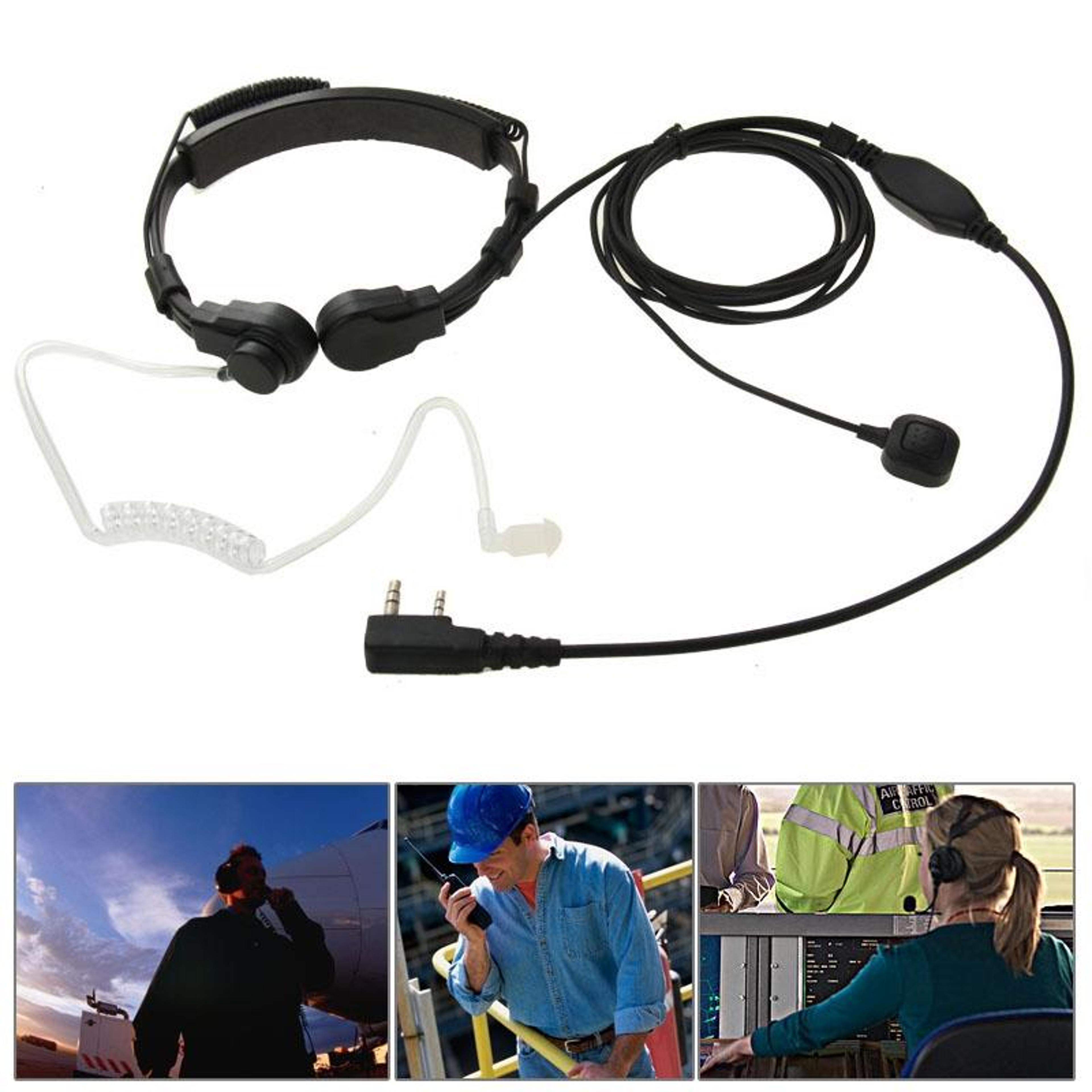 tactical throat mic walkie talkie headset with 3.5mm + 2.5mm plug