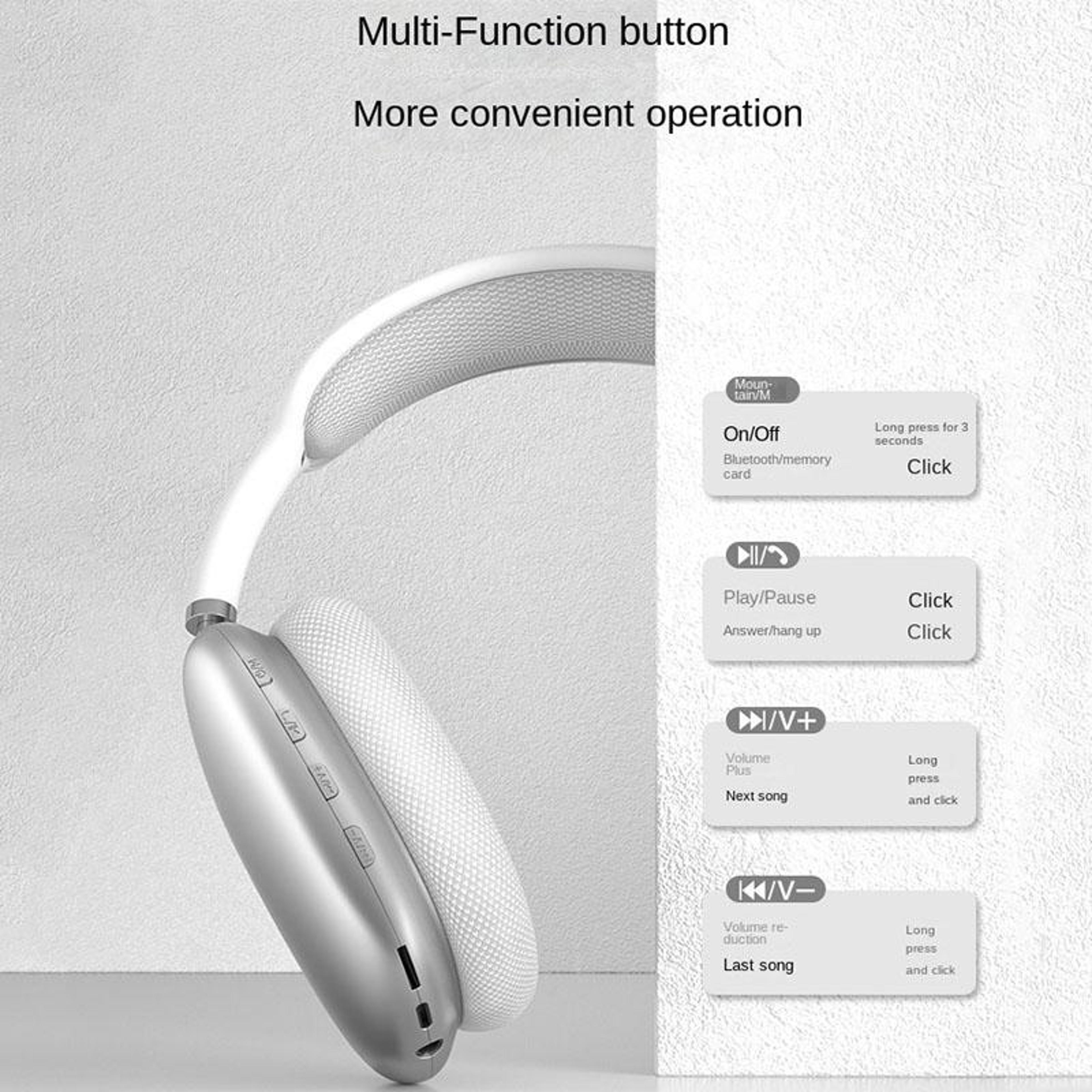 Wireless Bluetooth Headphones With Deep Bass Memory Foam And Bluetooth 9
