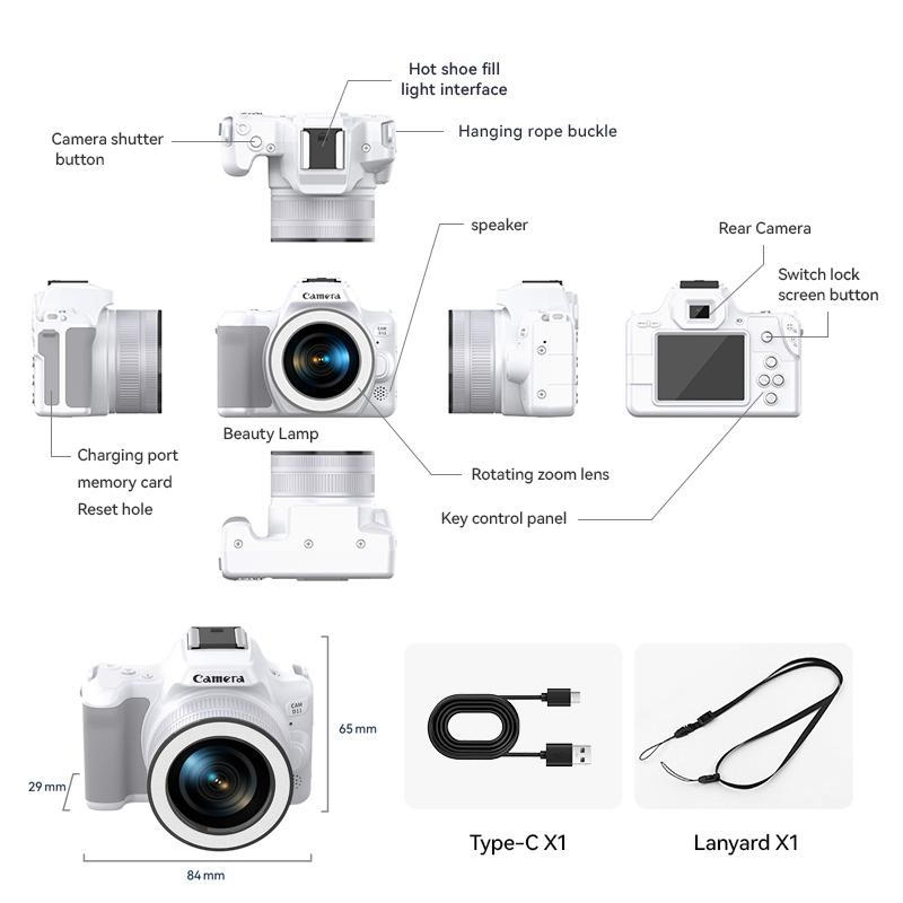 48MP 2K Mini Digital Camera With 16X Zoom And Dual Lens 4