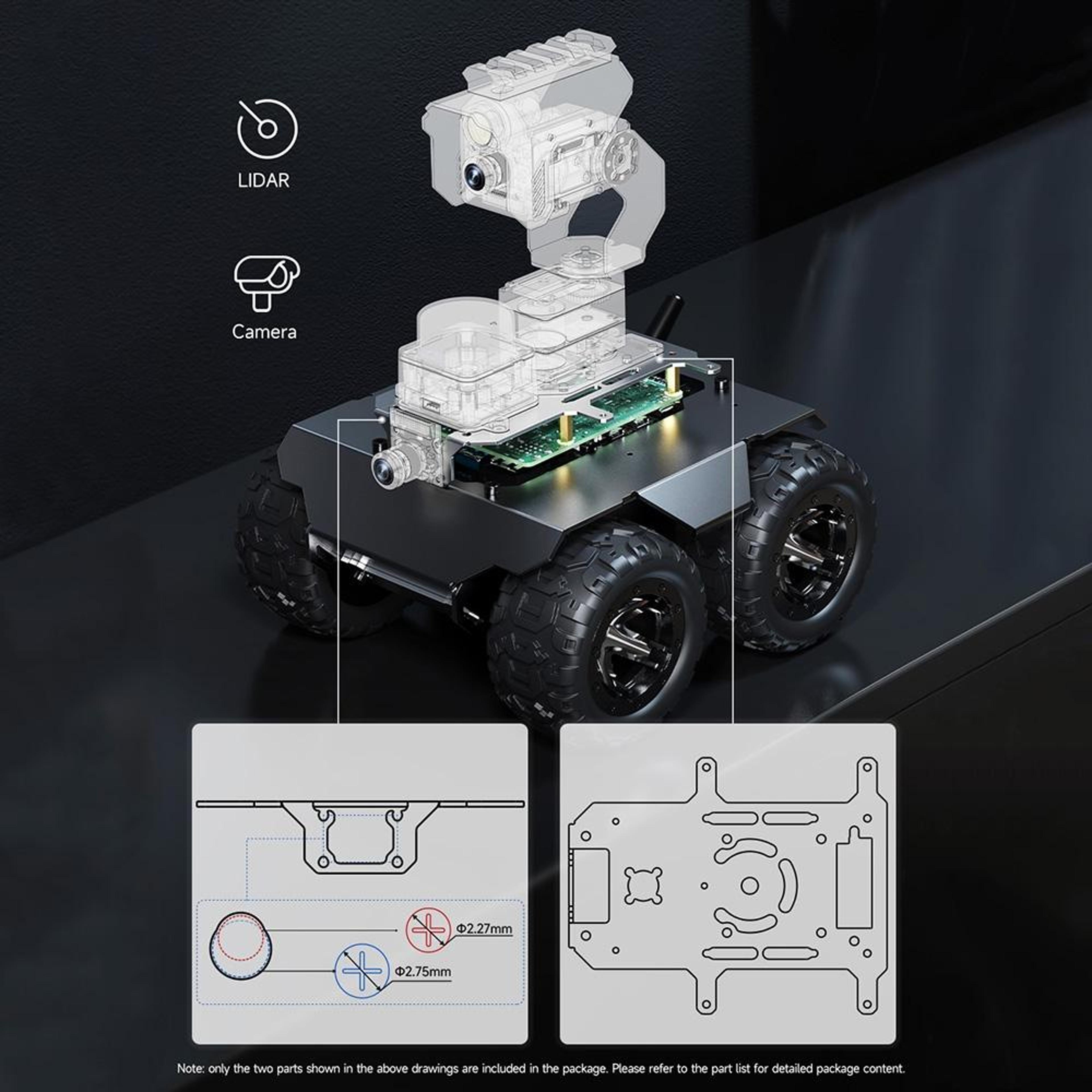 4WD Robot Chassis With ESP32 Robot Controller And Expandable Metal Platform 5