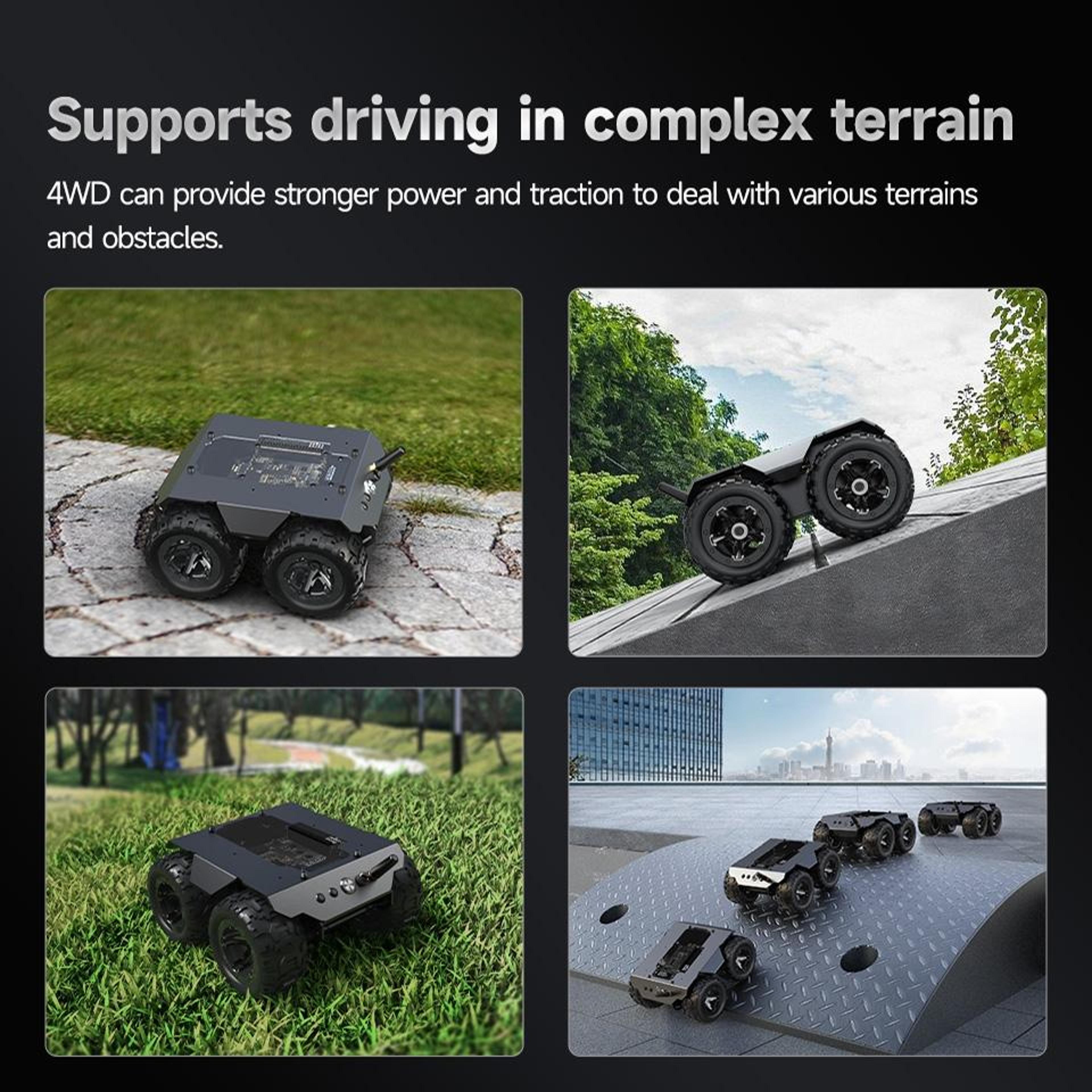 4WD Robot Chassis With ESP32 Robot Controller And Expandable Metal Platform 7