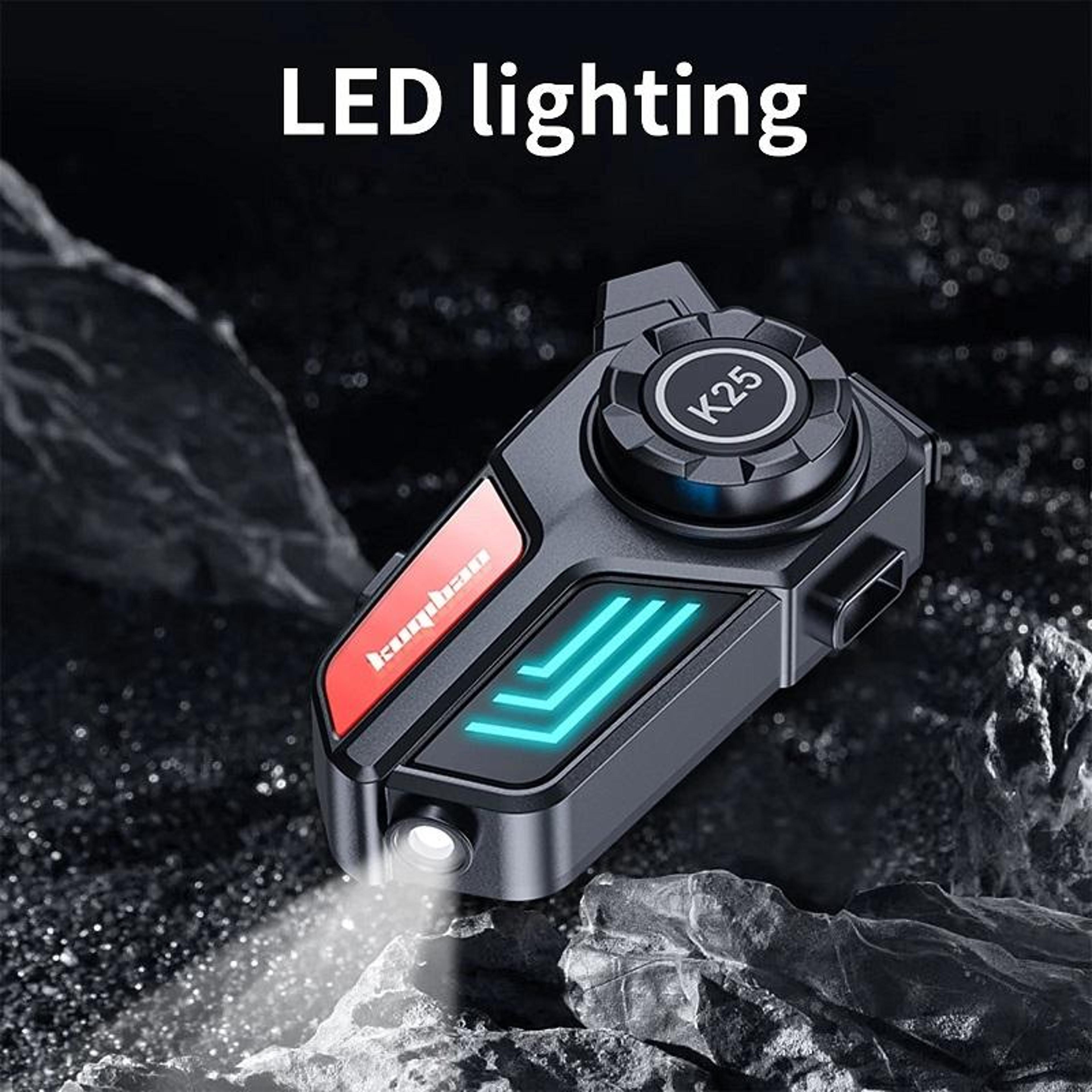 Motorcycle Helmet Bluetooth Headset With IPX6 Waterproofing Noise Reduction And LED Light 6