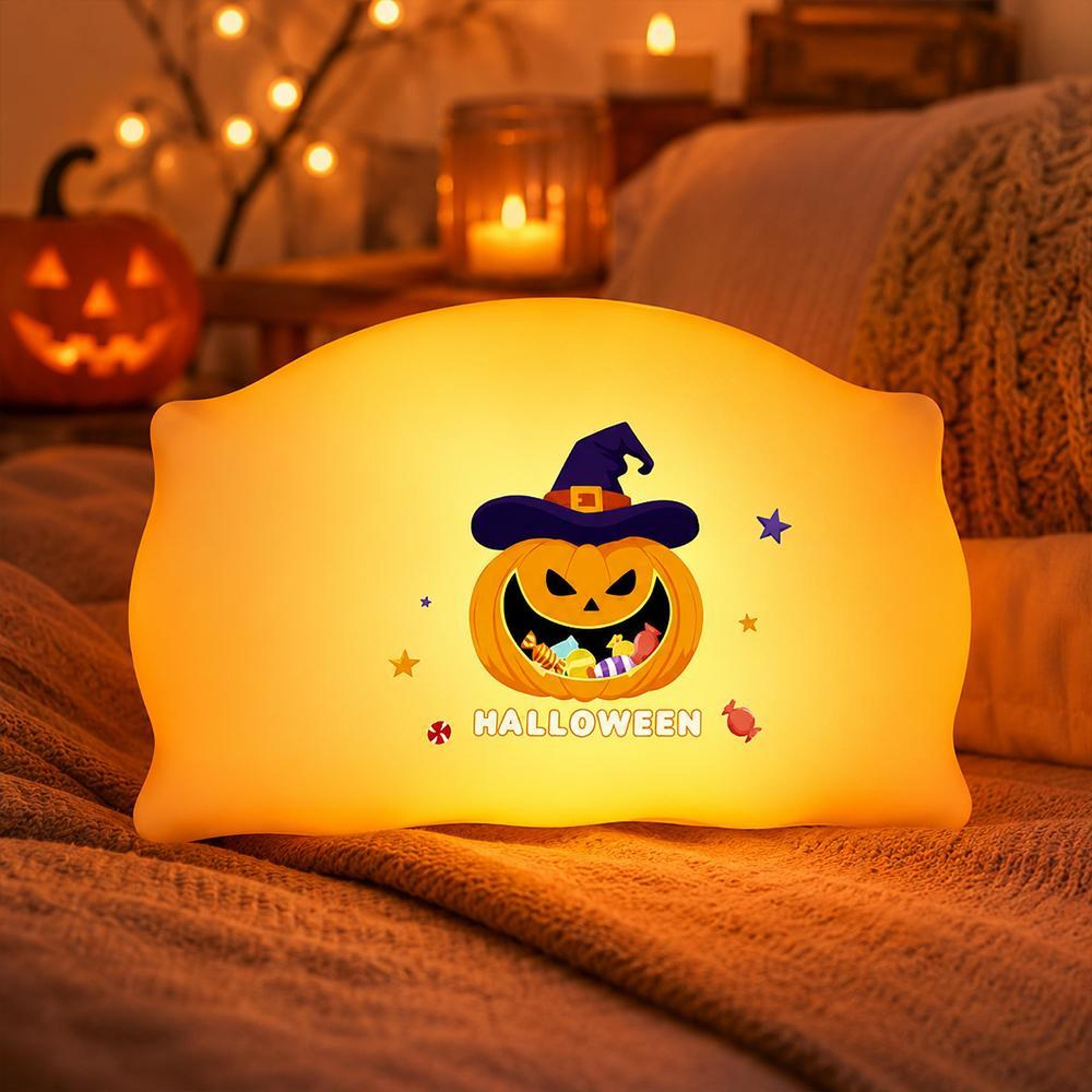 halloween pillow silicone night light with touch control and 3 brightness levels