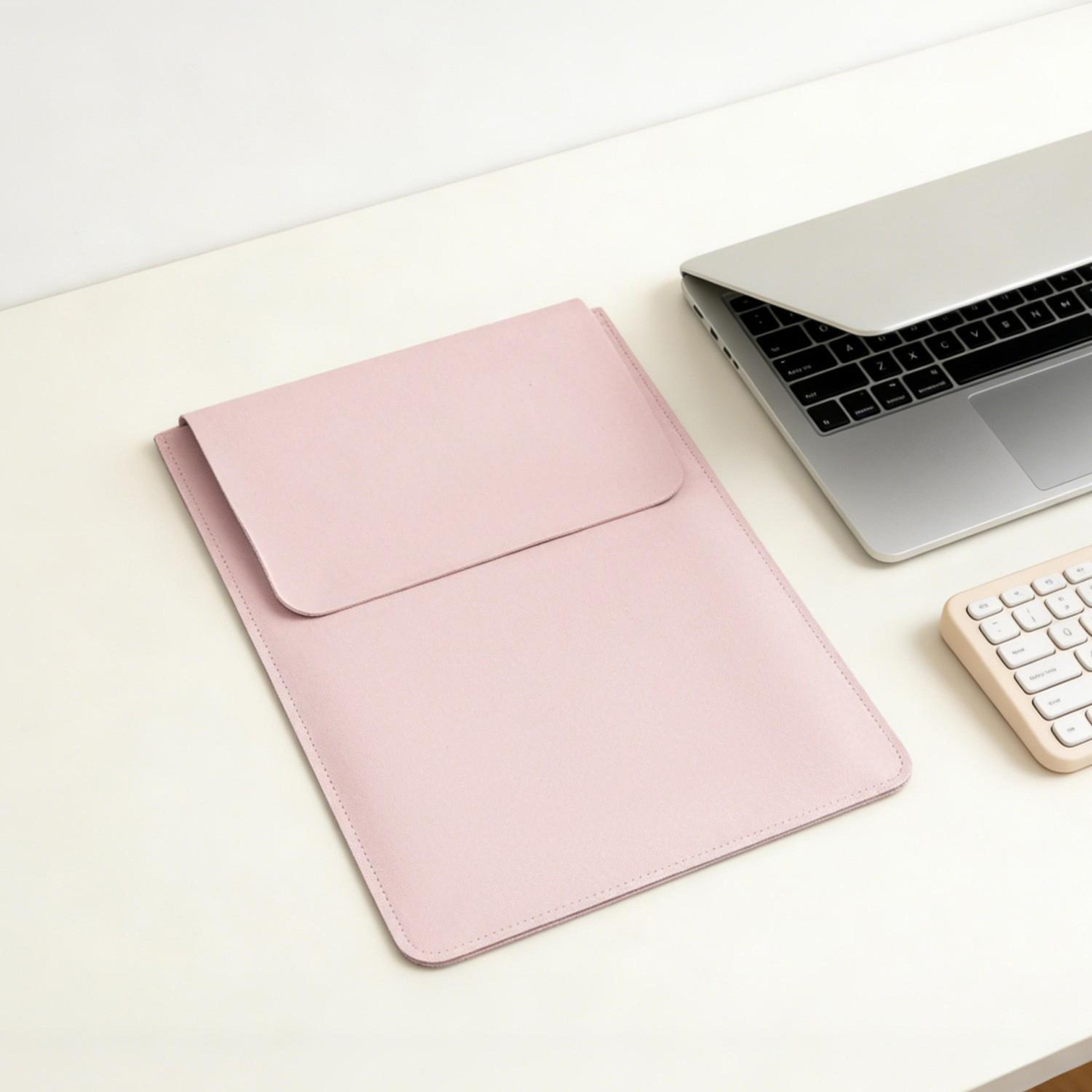 13.3-inch pu laptop sleeve with built-in mouse pad and soft plush lining