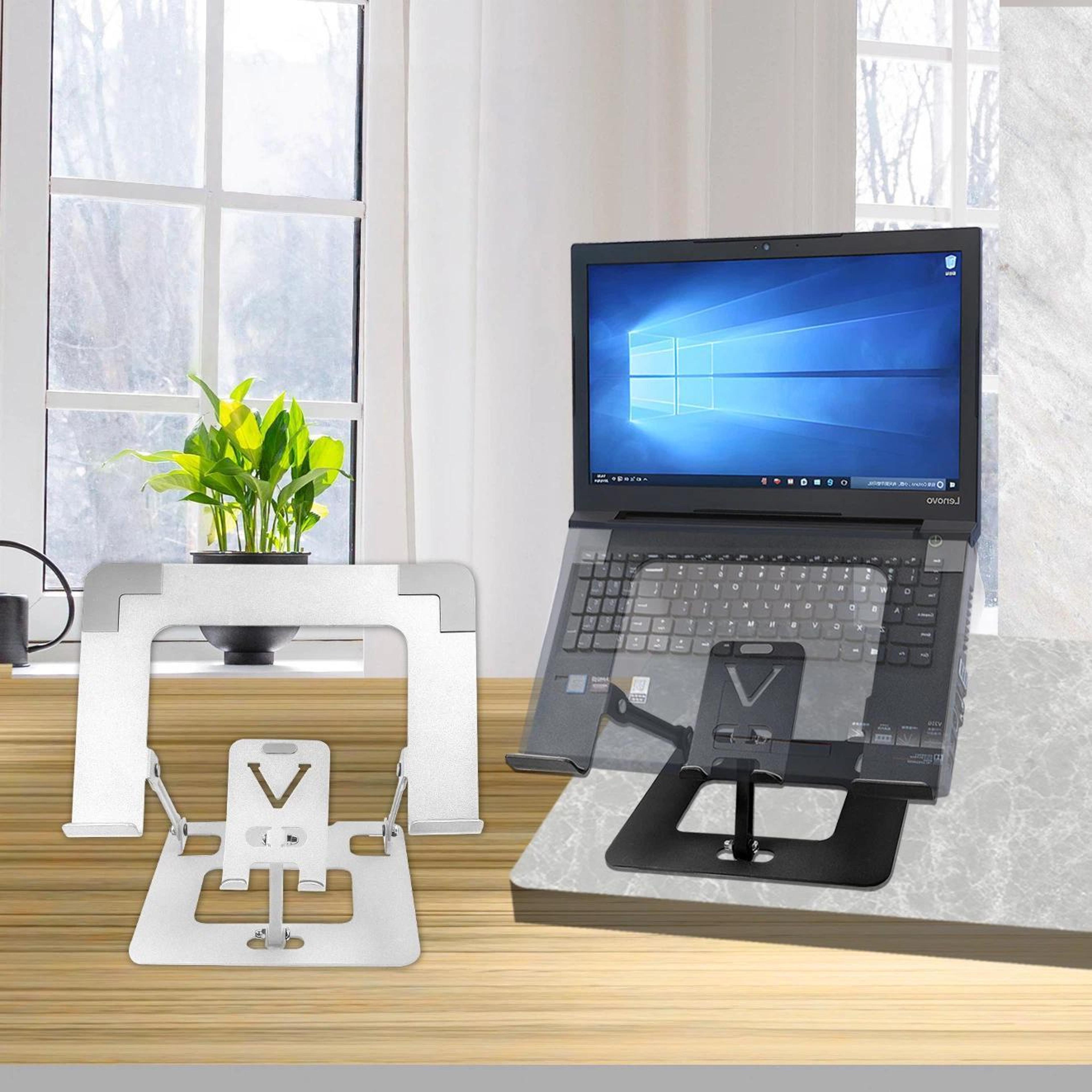 adjustable foldable laptop stand with phone holder