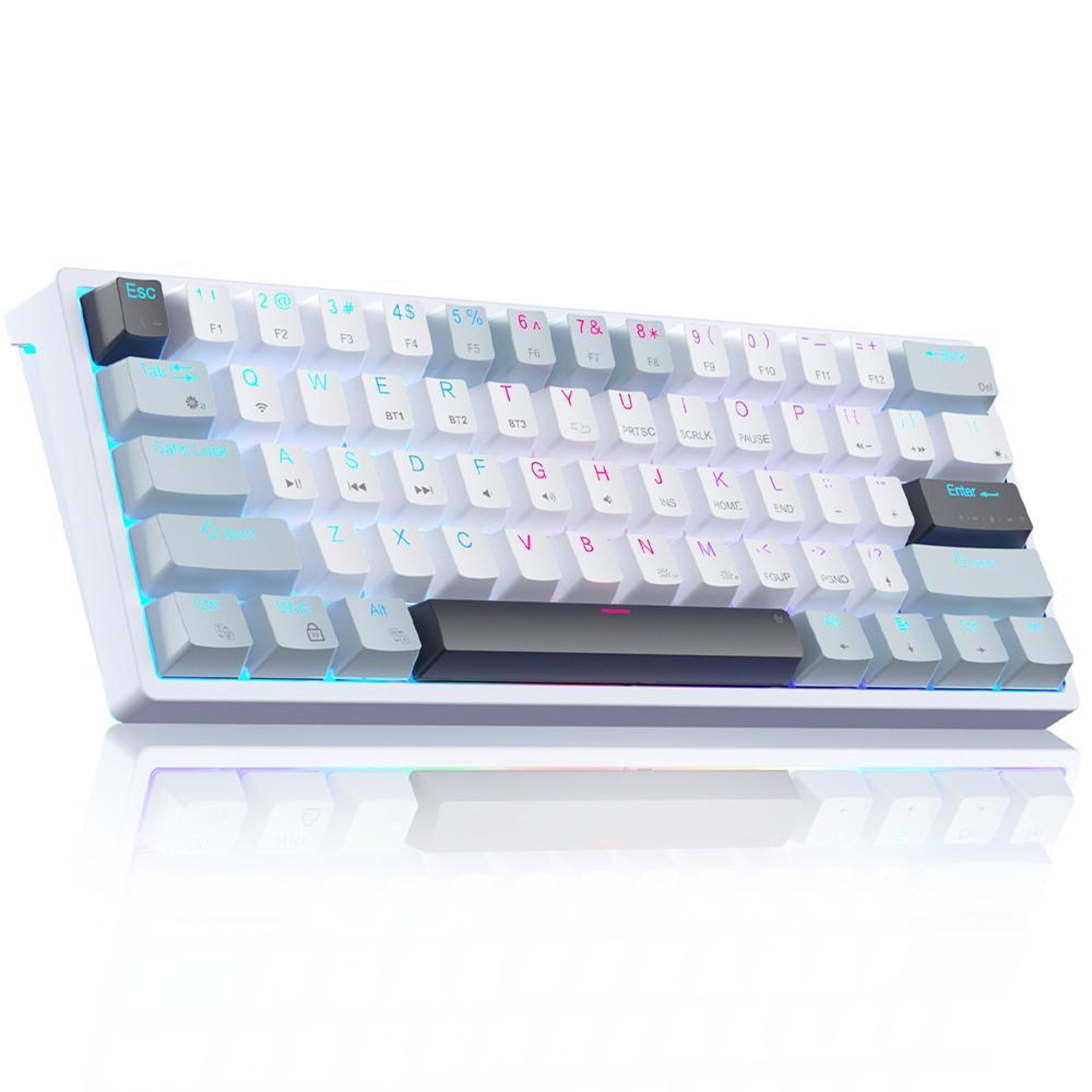 61-key wireless mechanical keyboard with tri-mode connectivity and rgb lighting
