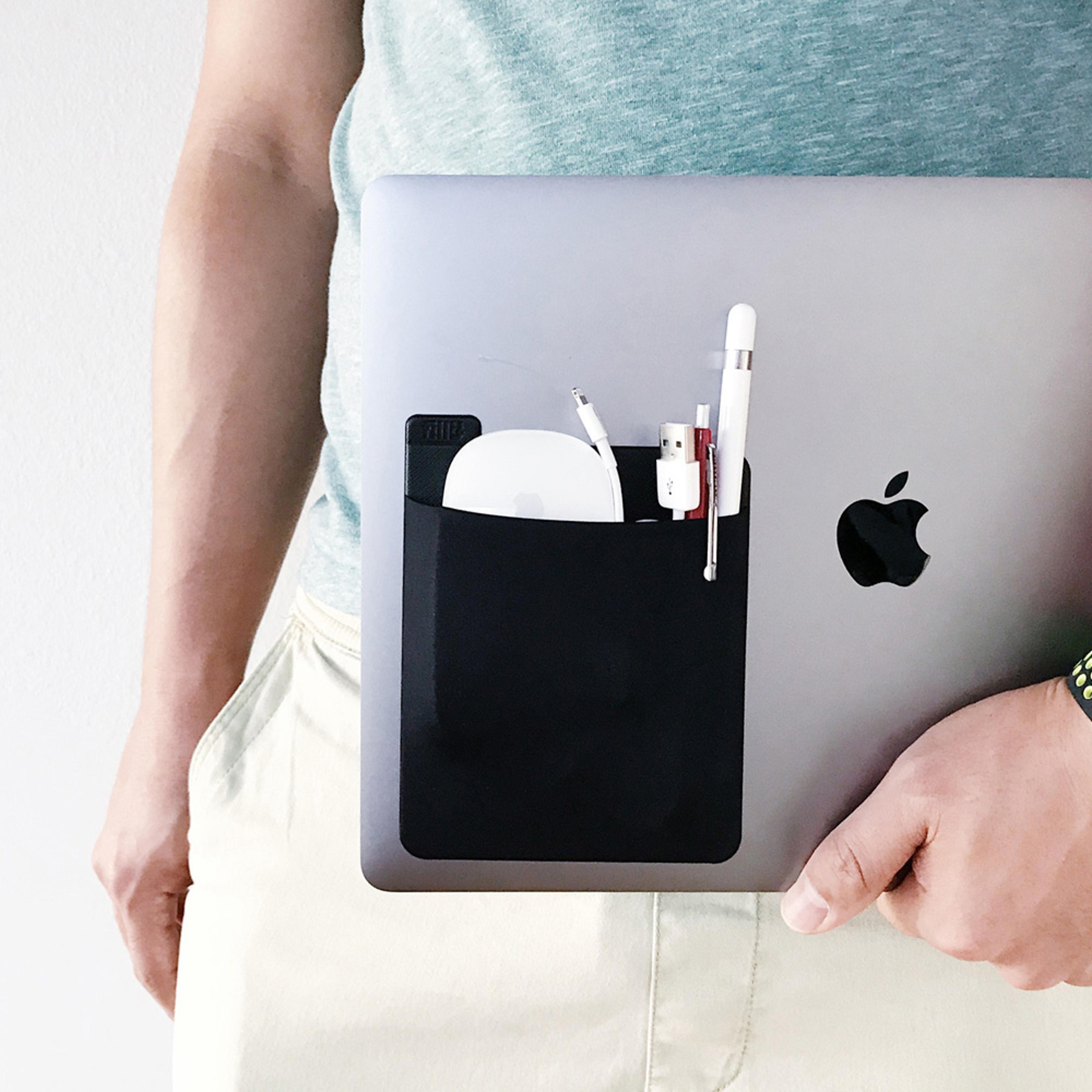 Adhesive Pocket Laptop Storage for External Hard Drives & Pens 1