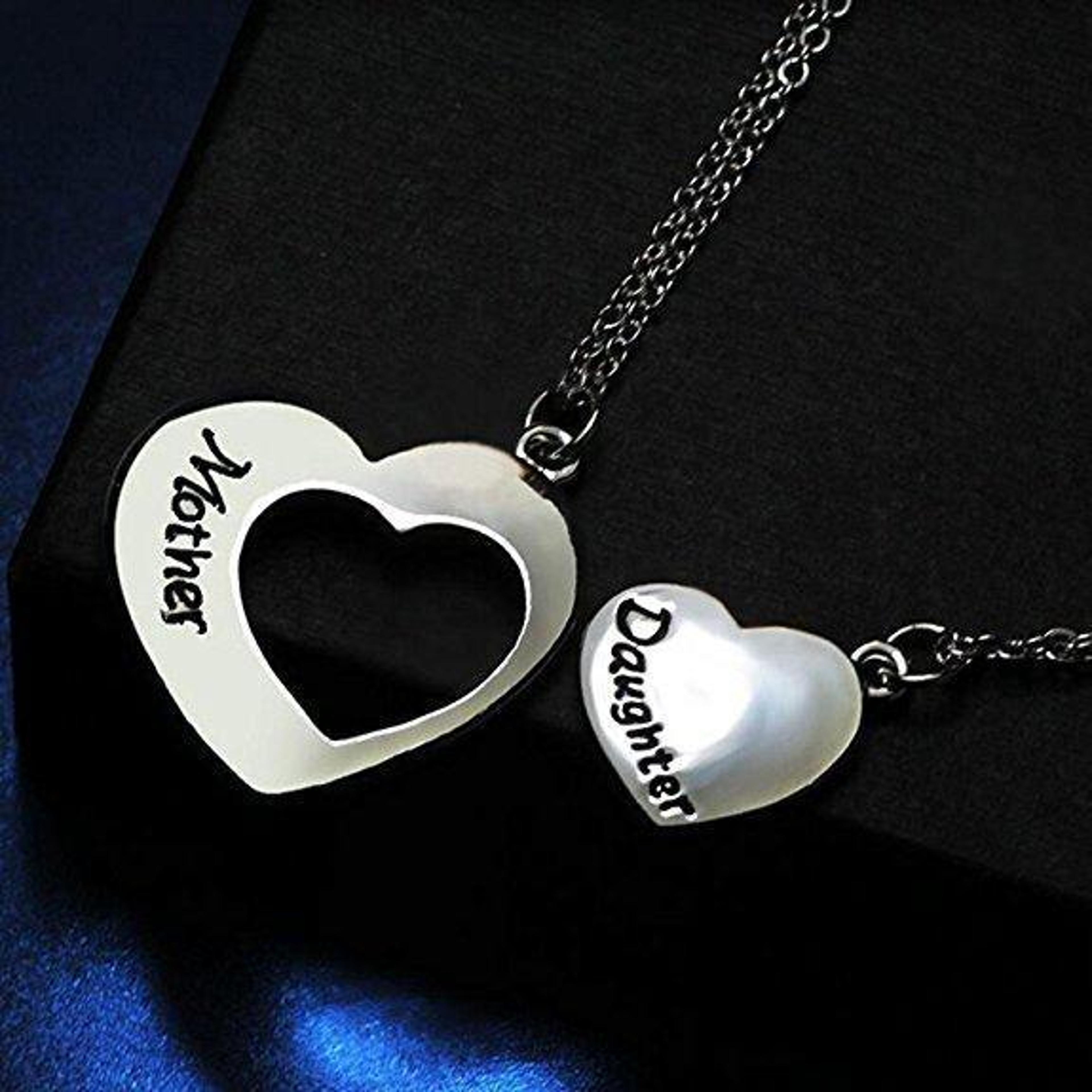 mother daughter necklace set of 2 | matching heart jewelry gift for mom & daughter