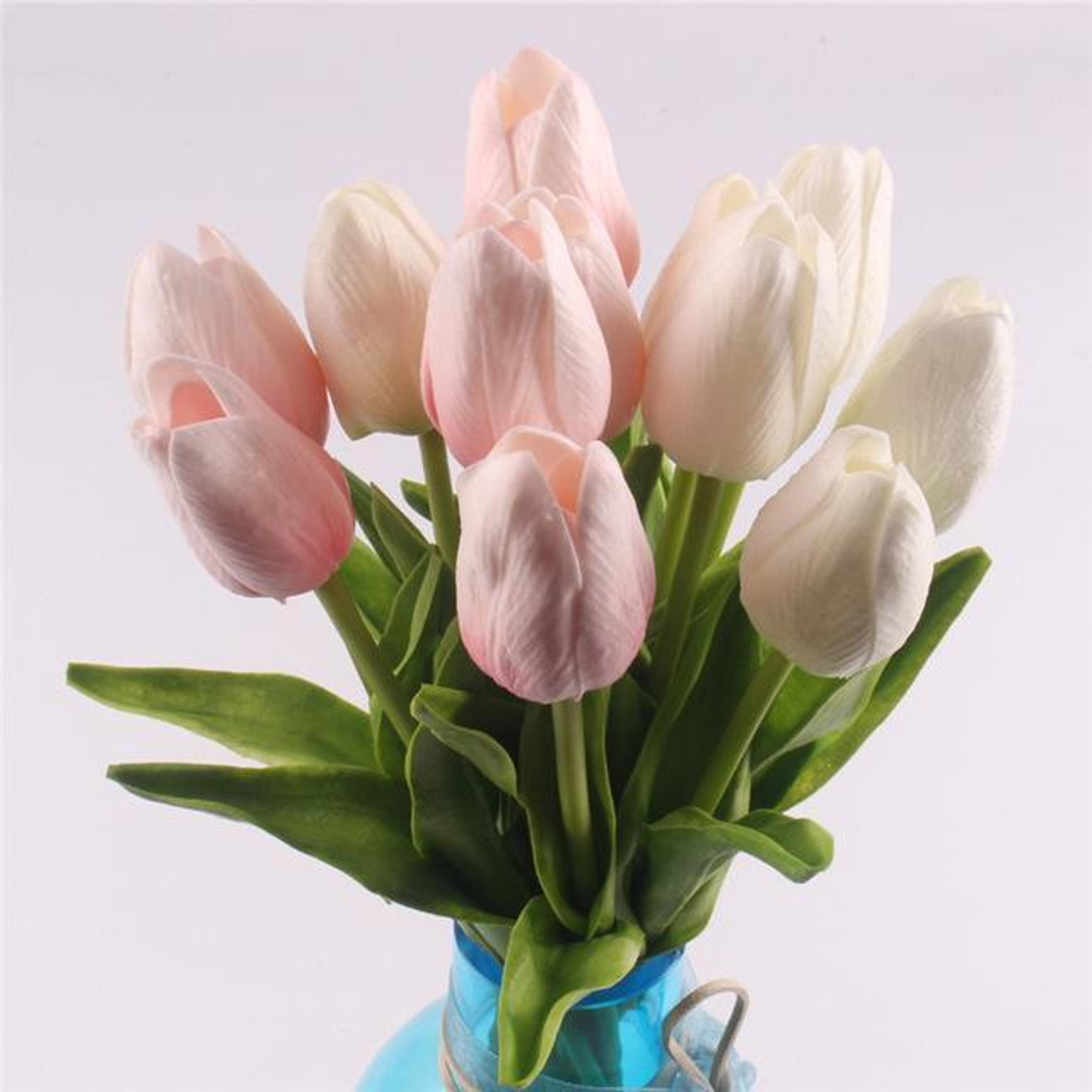 Artificial Tulips Flowers Fake Faux PU Tulip Bouquet Real Touch Flower