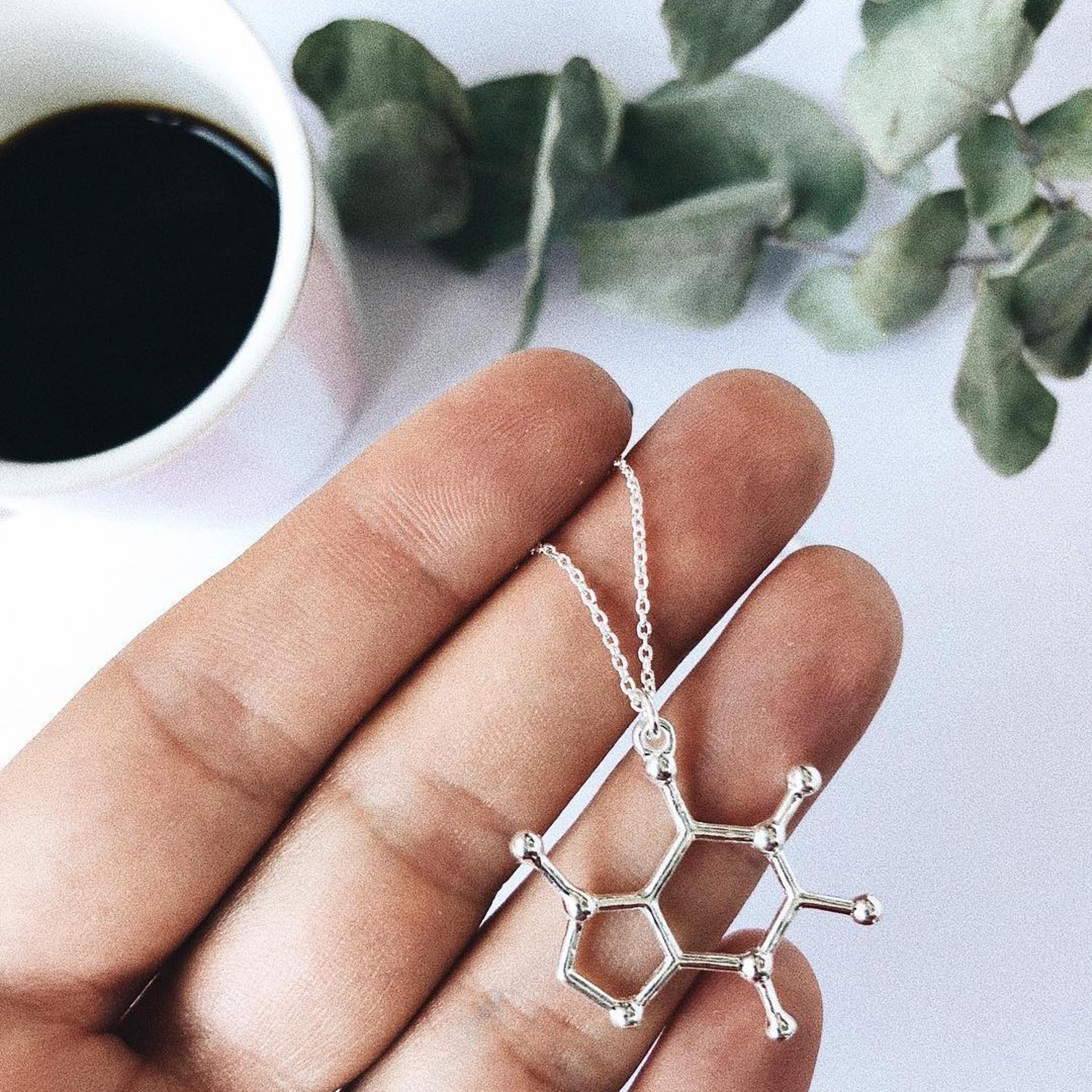 caffeine molecule necklace