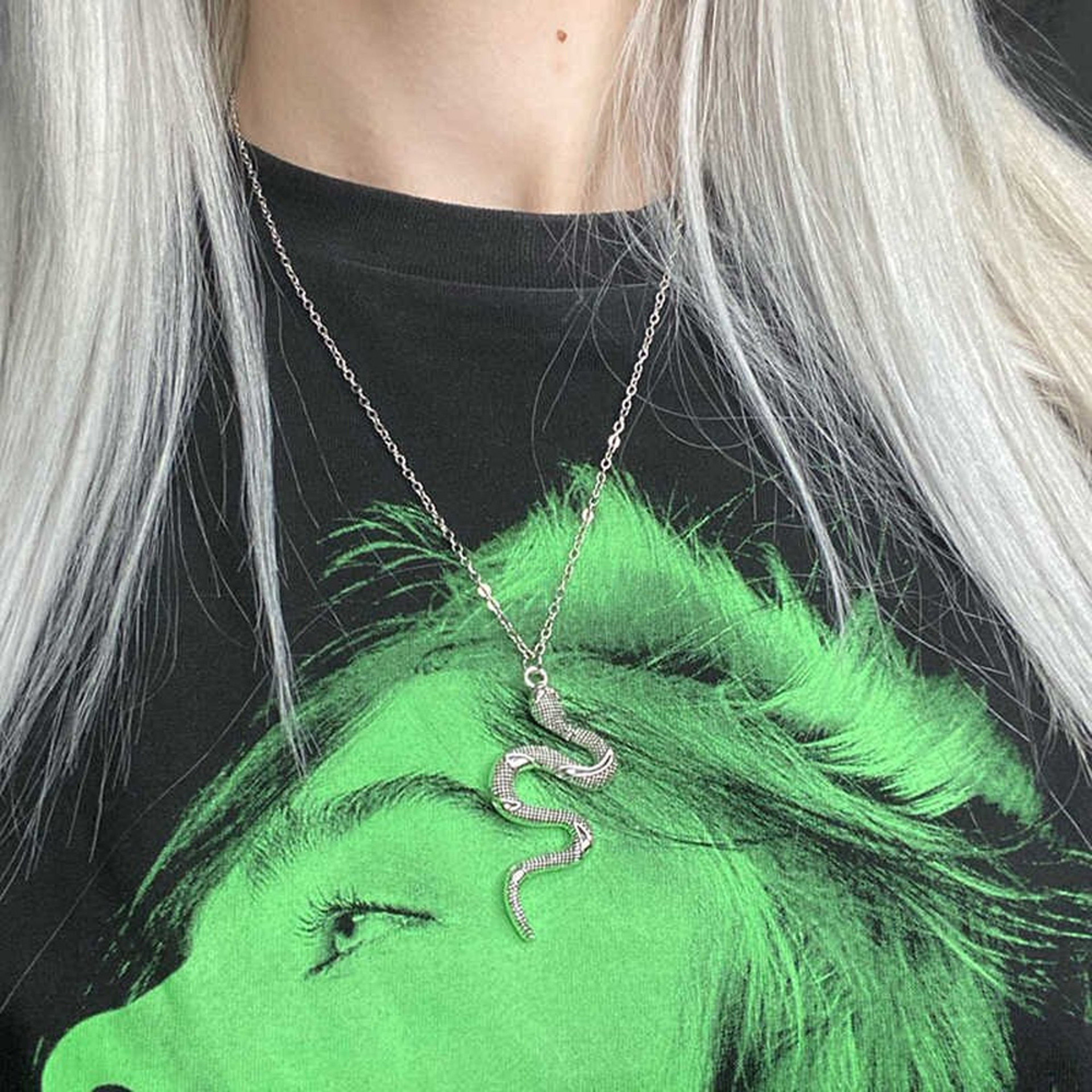 Snake Pendant Necklace With Link Chain 1