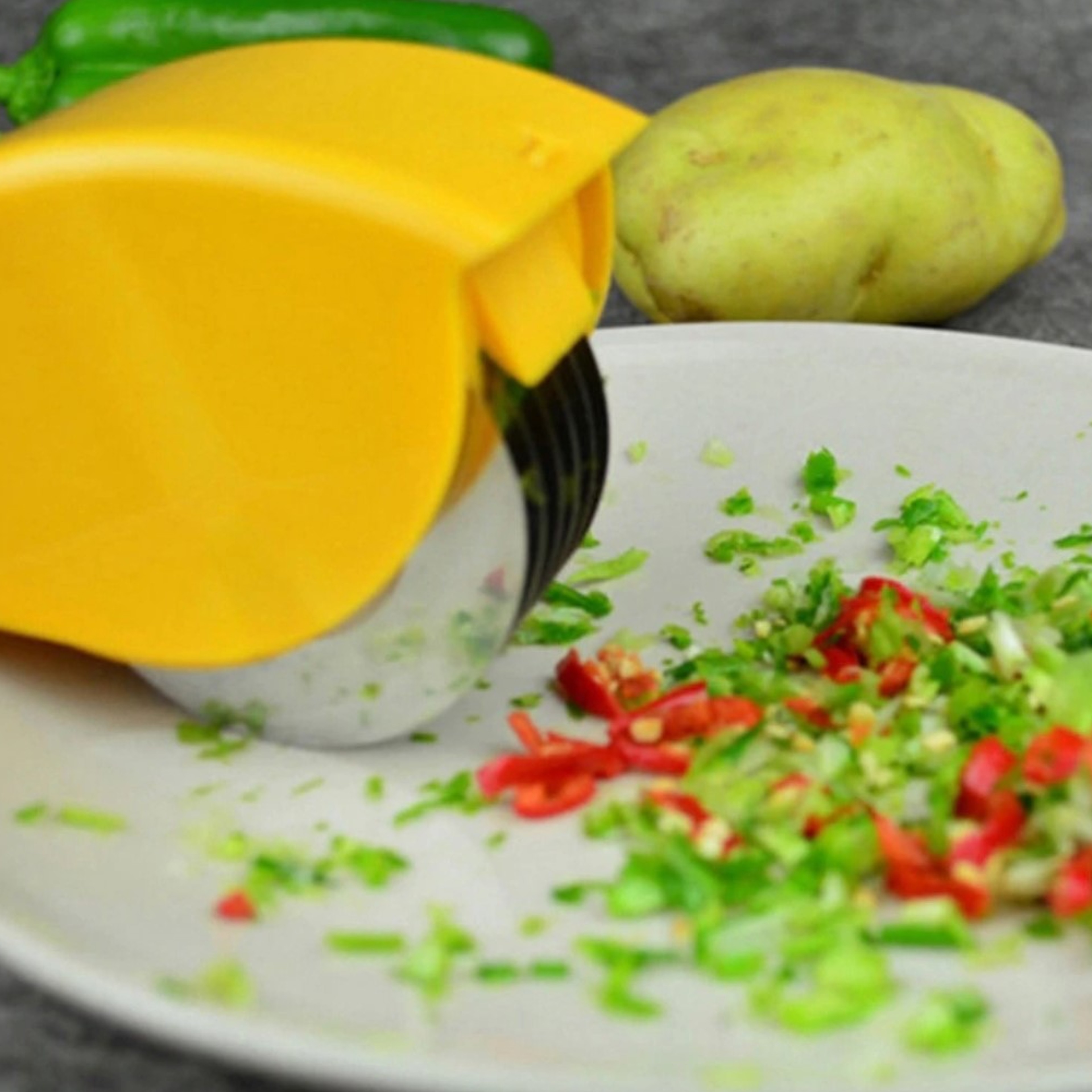 6 Blade Stainless Steel Kitchen Herb Chopper Roller4