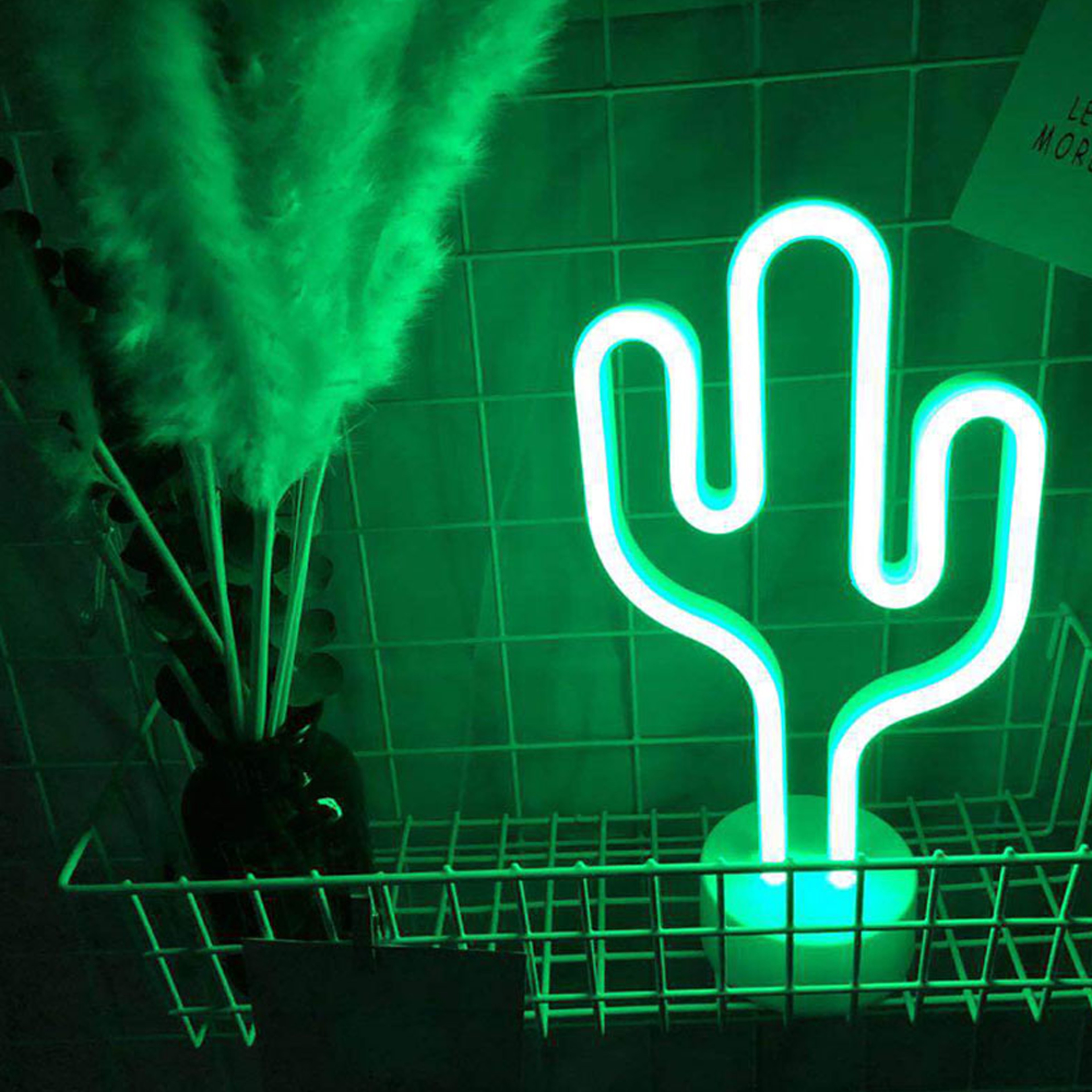 Glow In The Dark Neon Cactus Lamp & Desk Light With Detachable Base 2