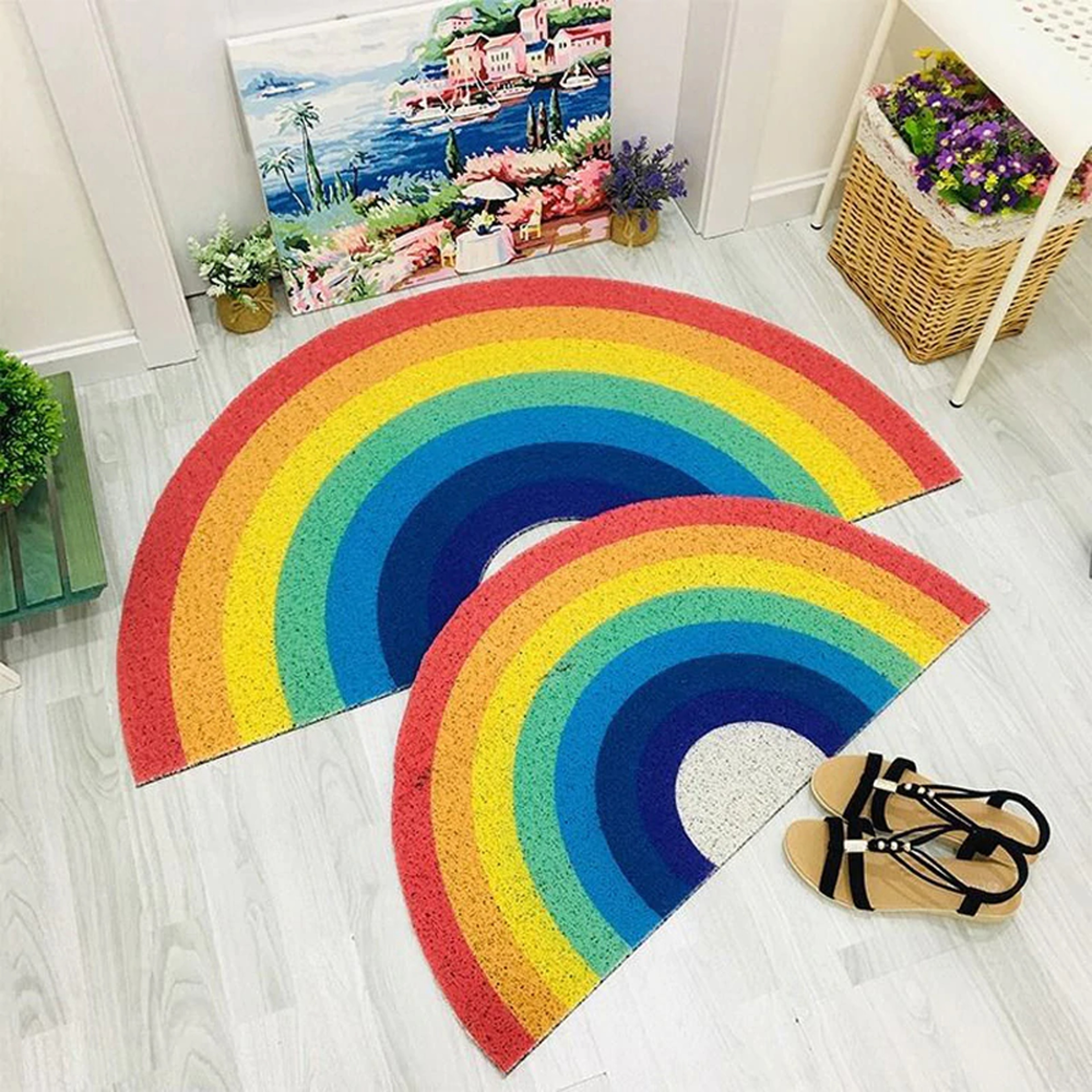 Water-resistant PVC Rainbow Floor Doormat With Anti-slip Back, 2 Sizes 3