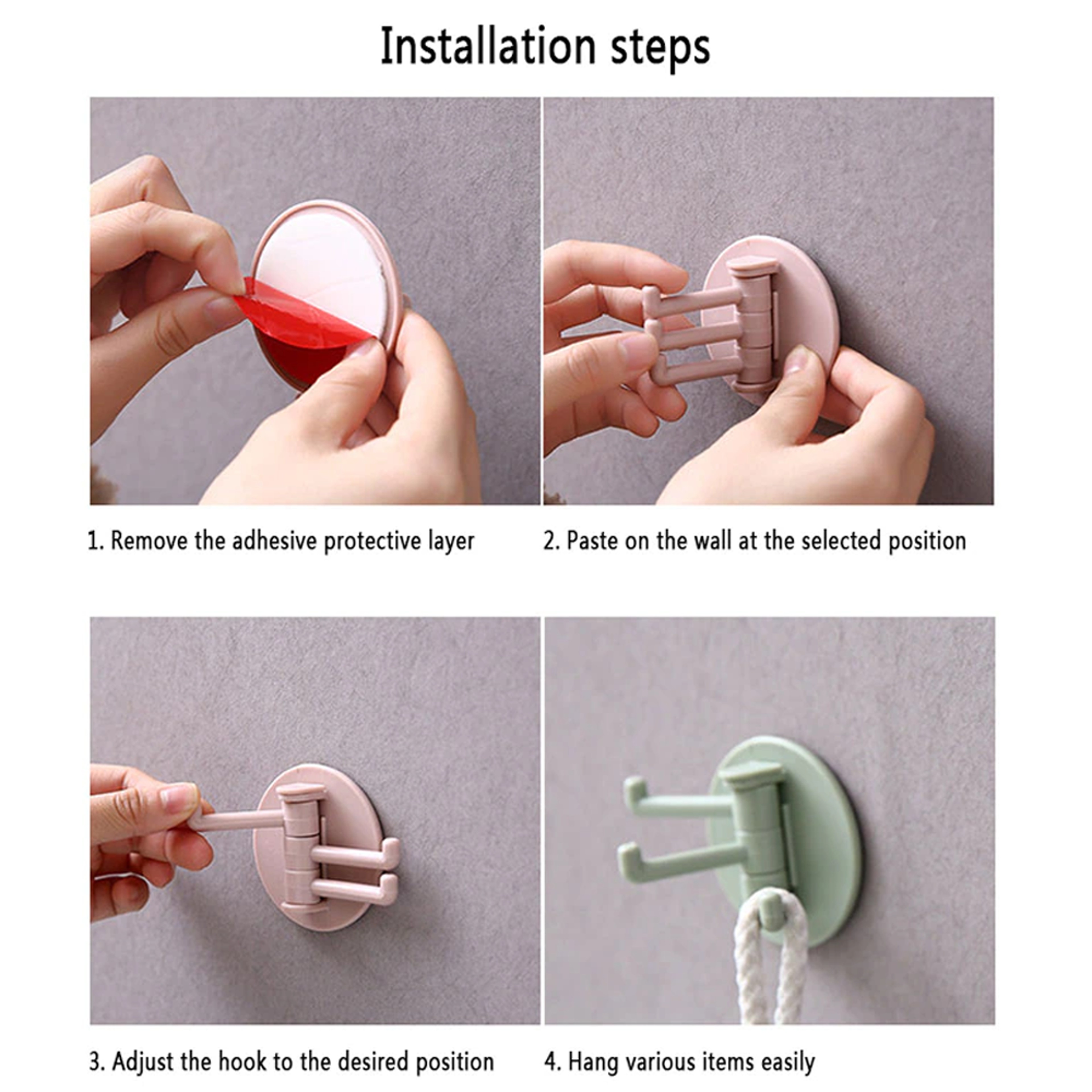 3 Branch Rotating Adhesive Wall Hook 4