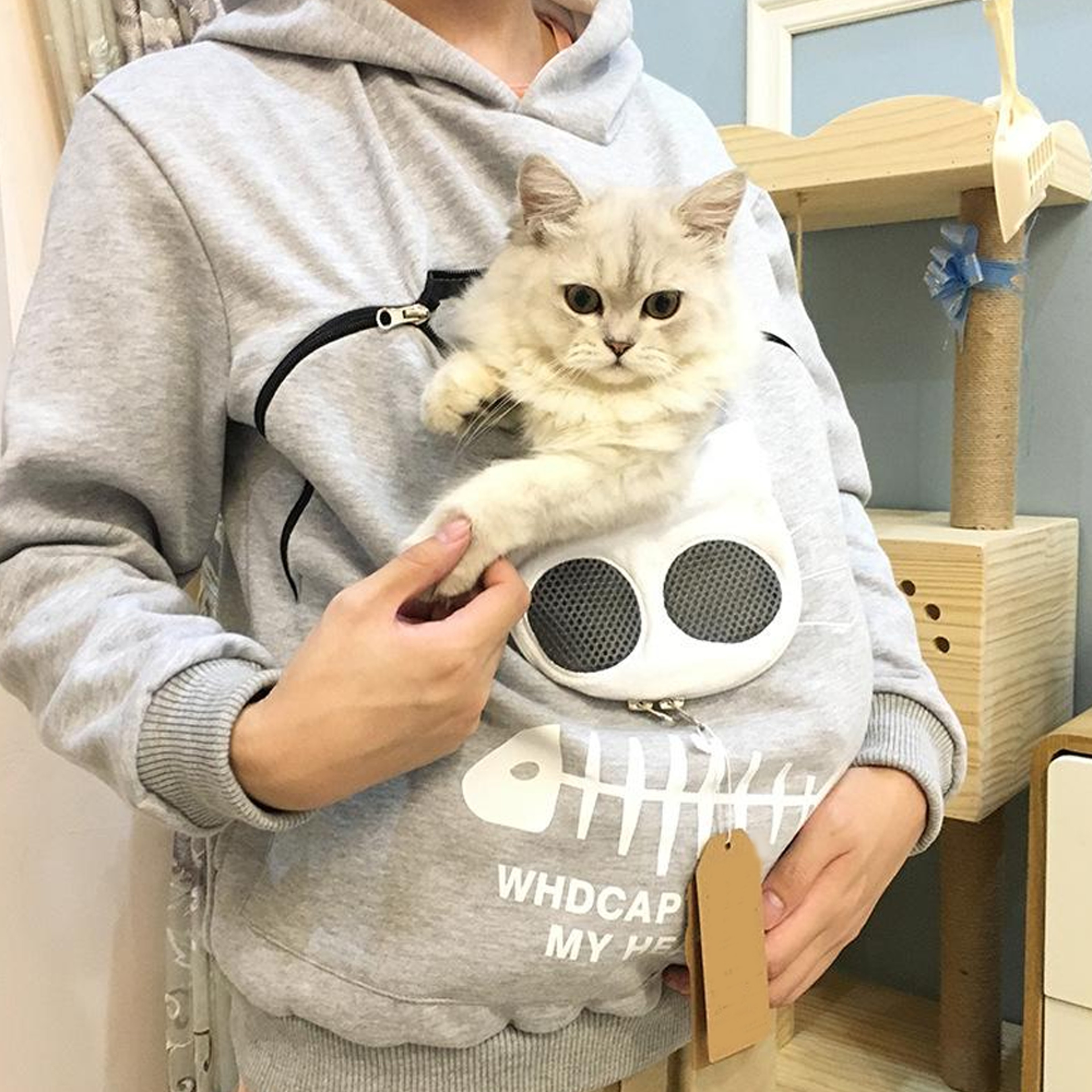 Cozy sweatshirt with builtin pet pouch