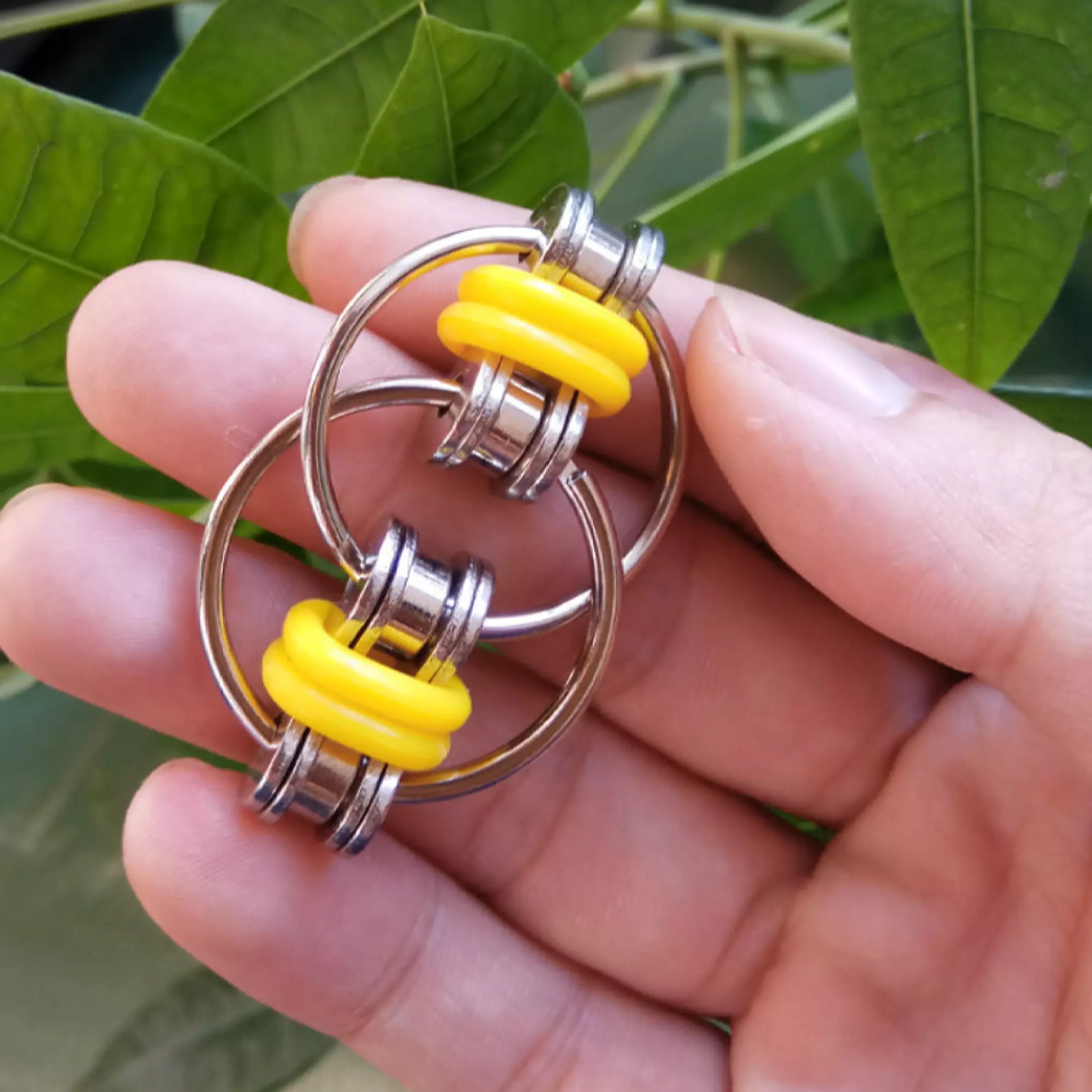 Flippy Link Bike Chain Fidget Toy Stress Reducer yellow