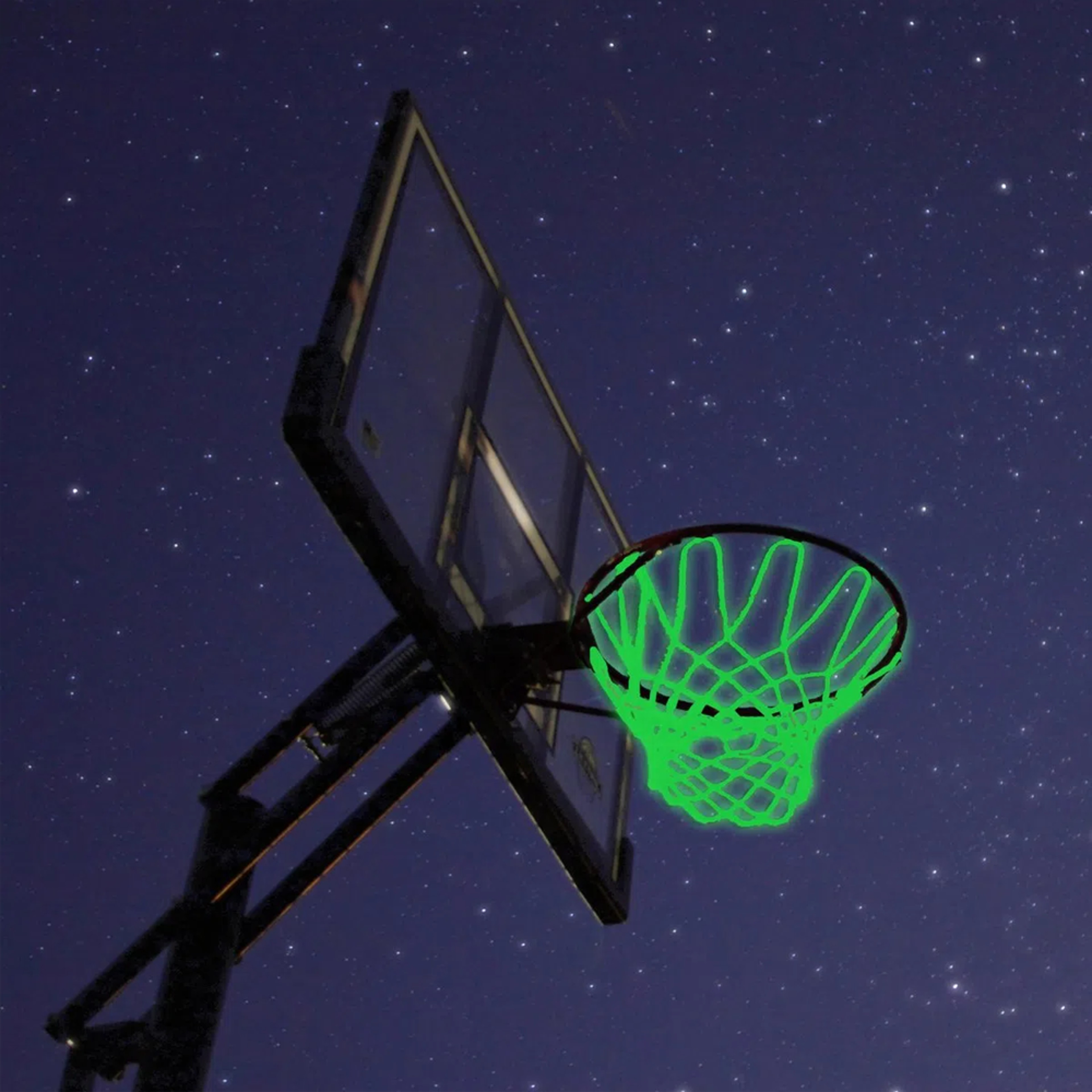 Affordable nighttime basketball net with LED lighting
