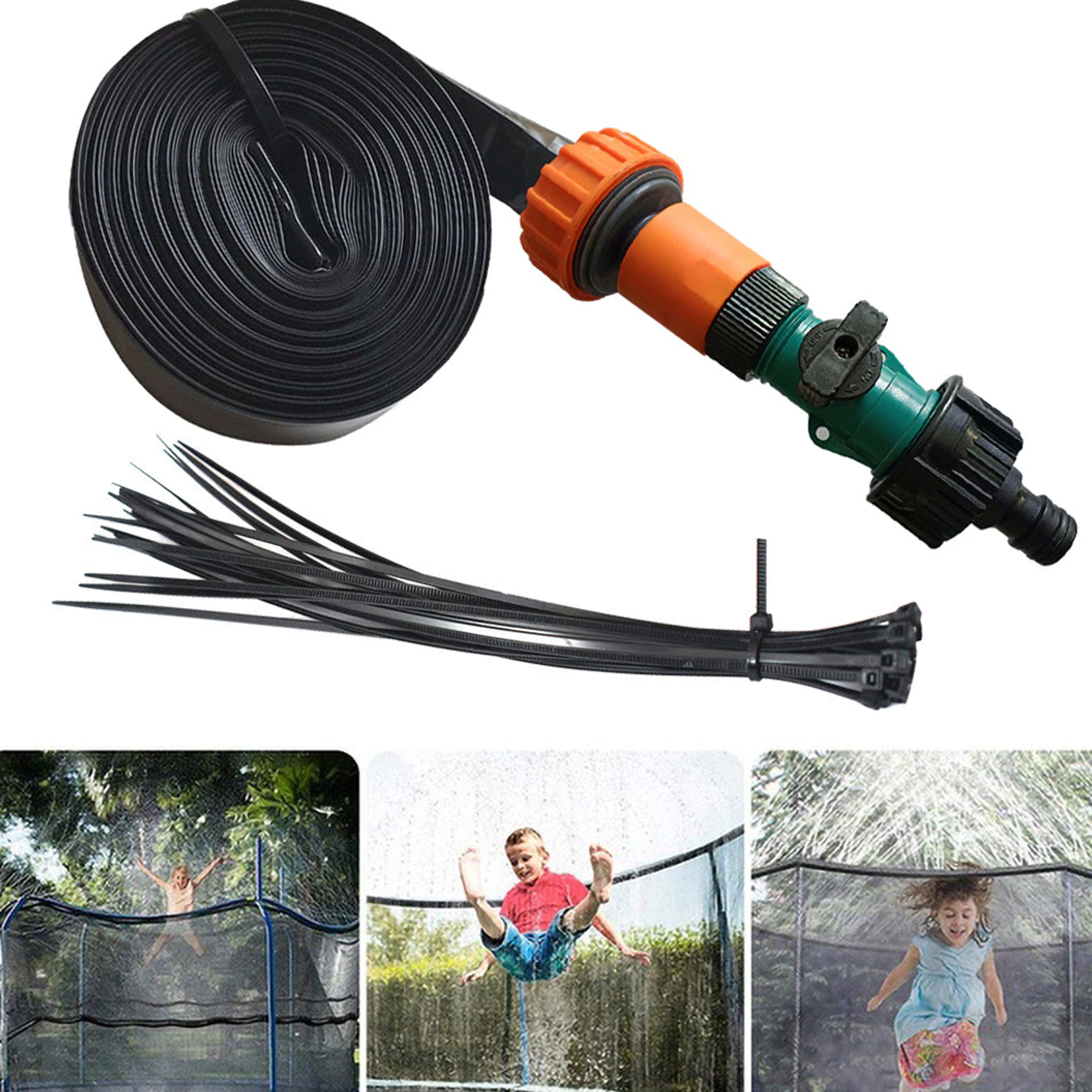 Trampoline Sprinkler Attachment System  Fun Heat Buster Water Game For Kids 6