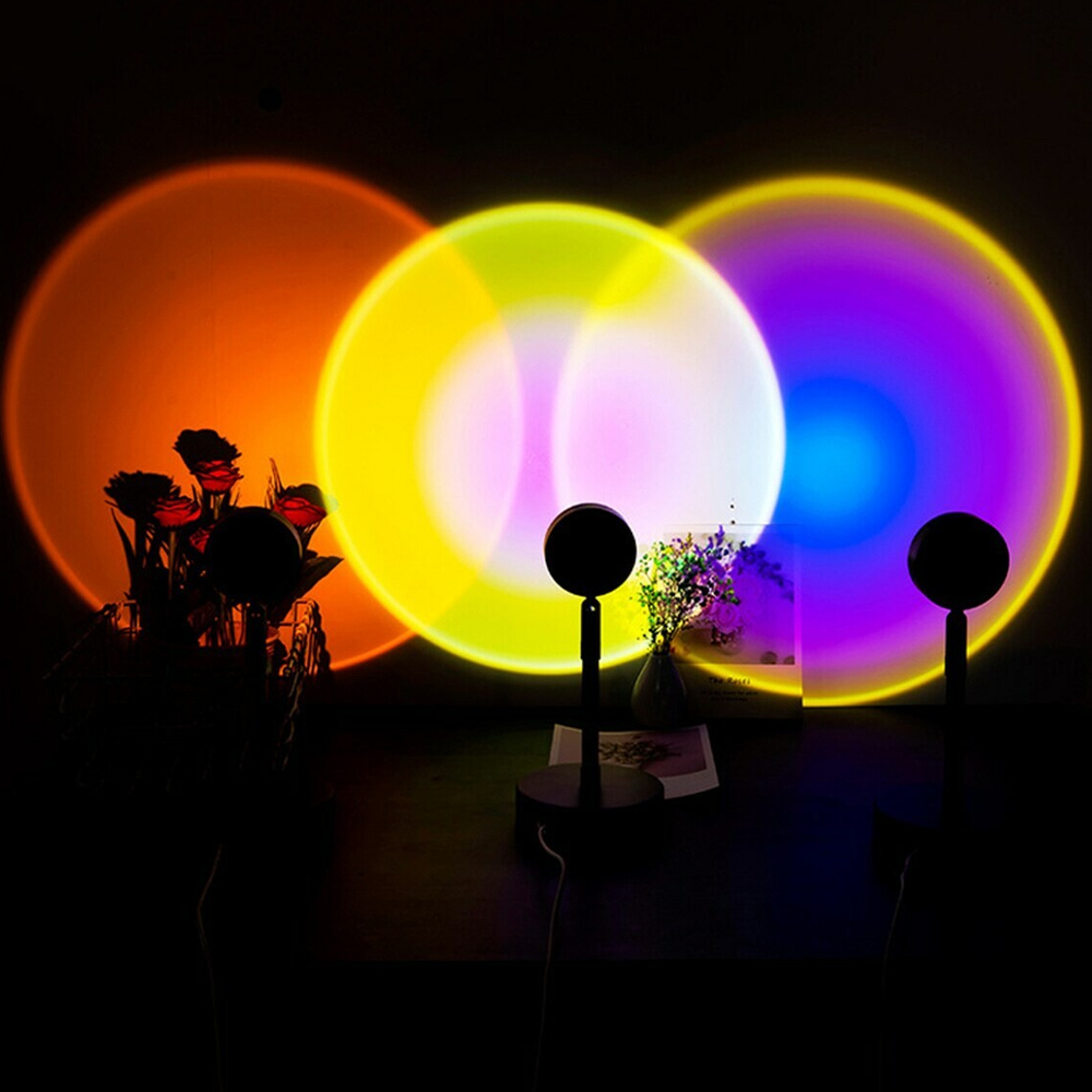 Relaxing Rainbow Sunset Red LED Projector 8