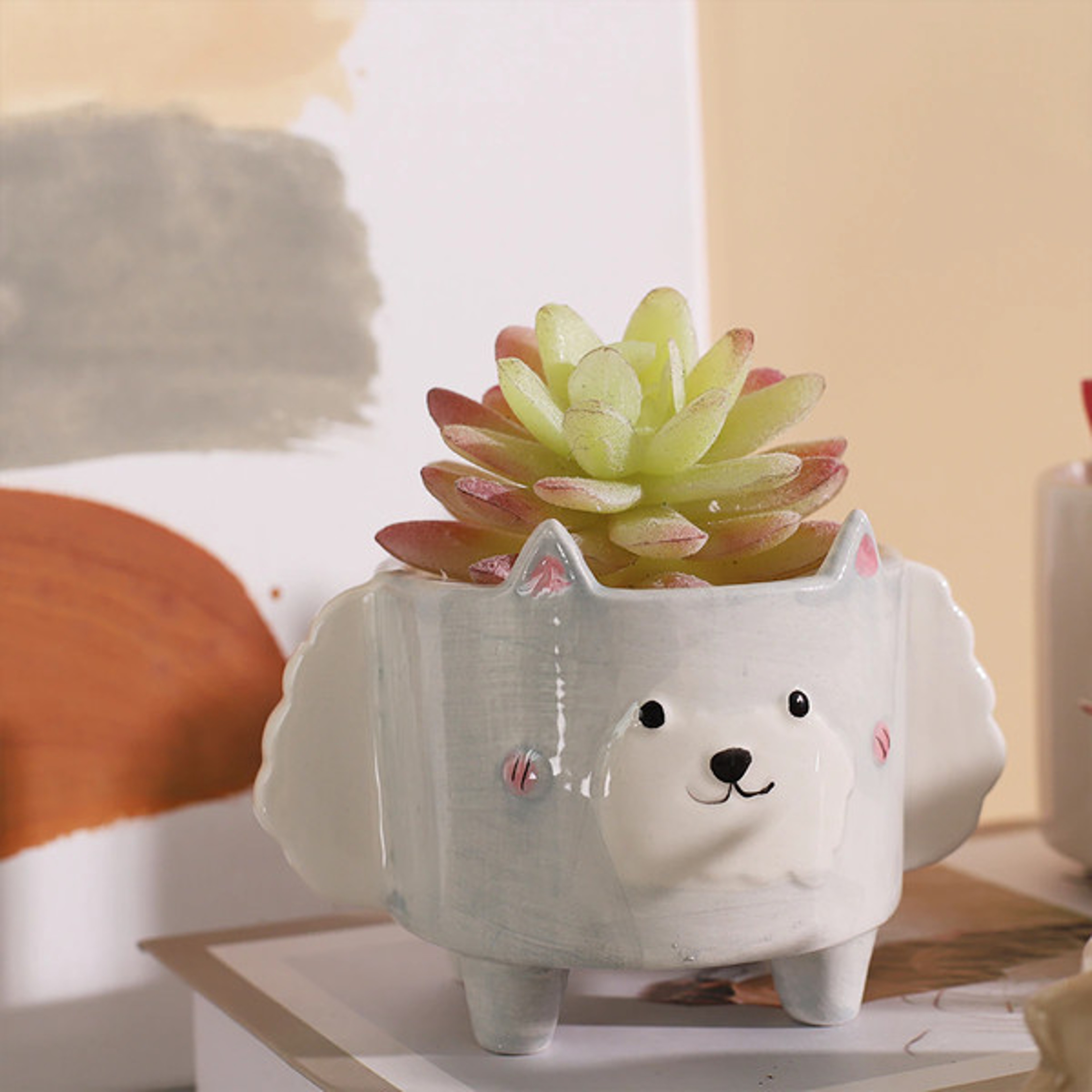 Cartoon Animal Shaped Ceramic Flower Pots Rabbit