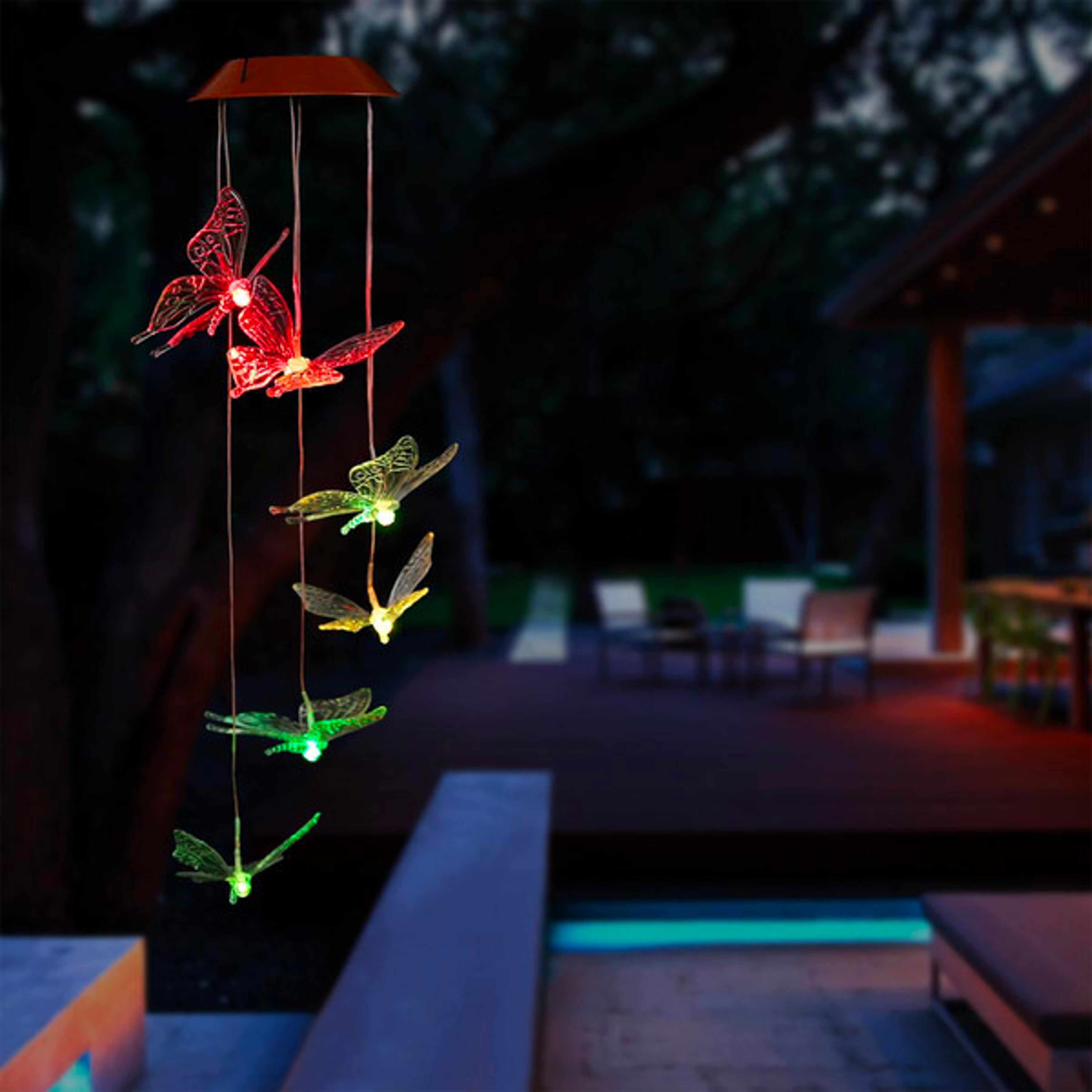 Color-Changing LED Solar Butterfly Outdoor Wind Chimes