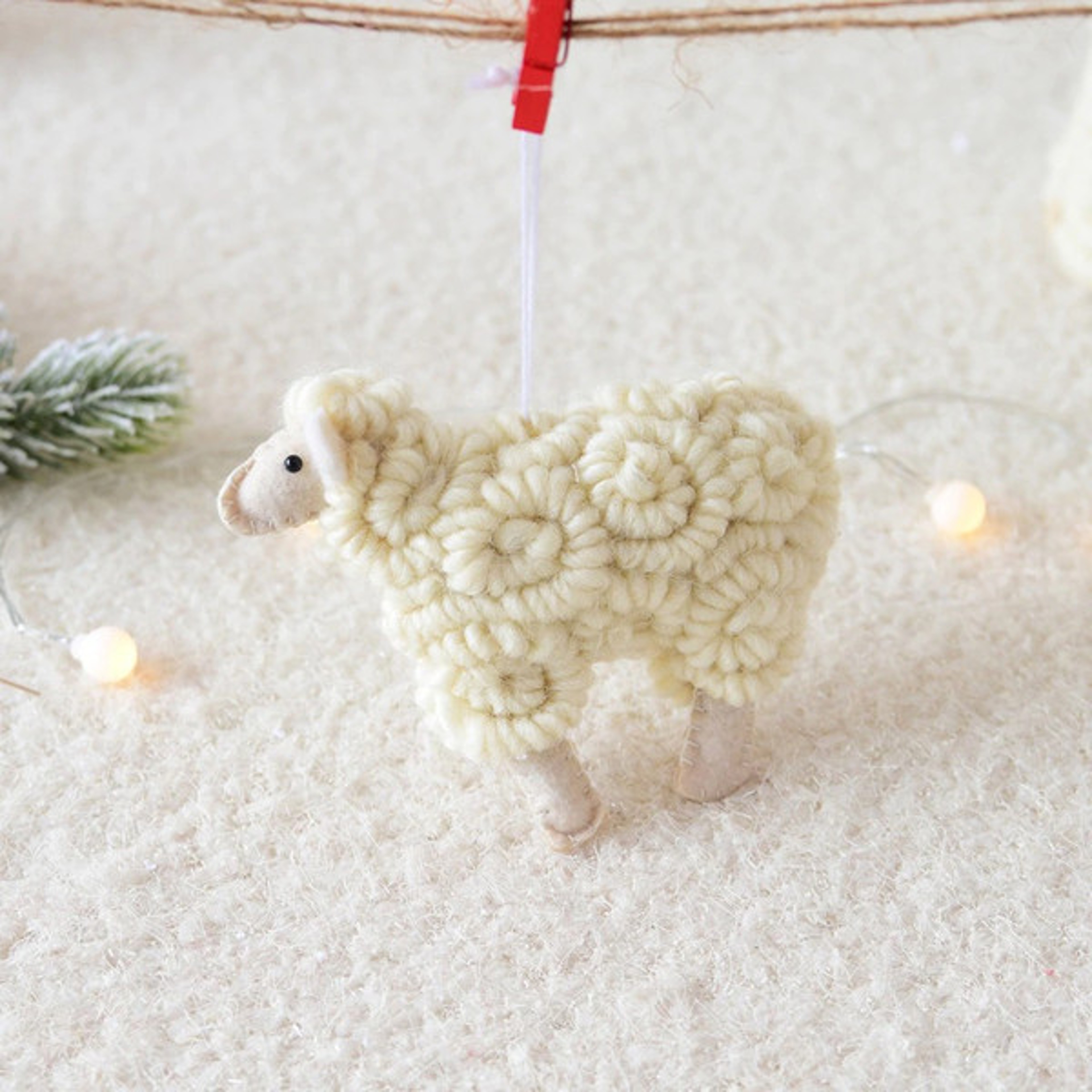 Felt Sheep Ornament for Christmas
