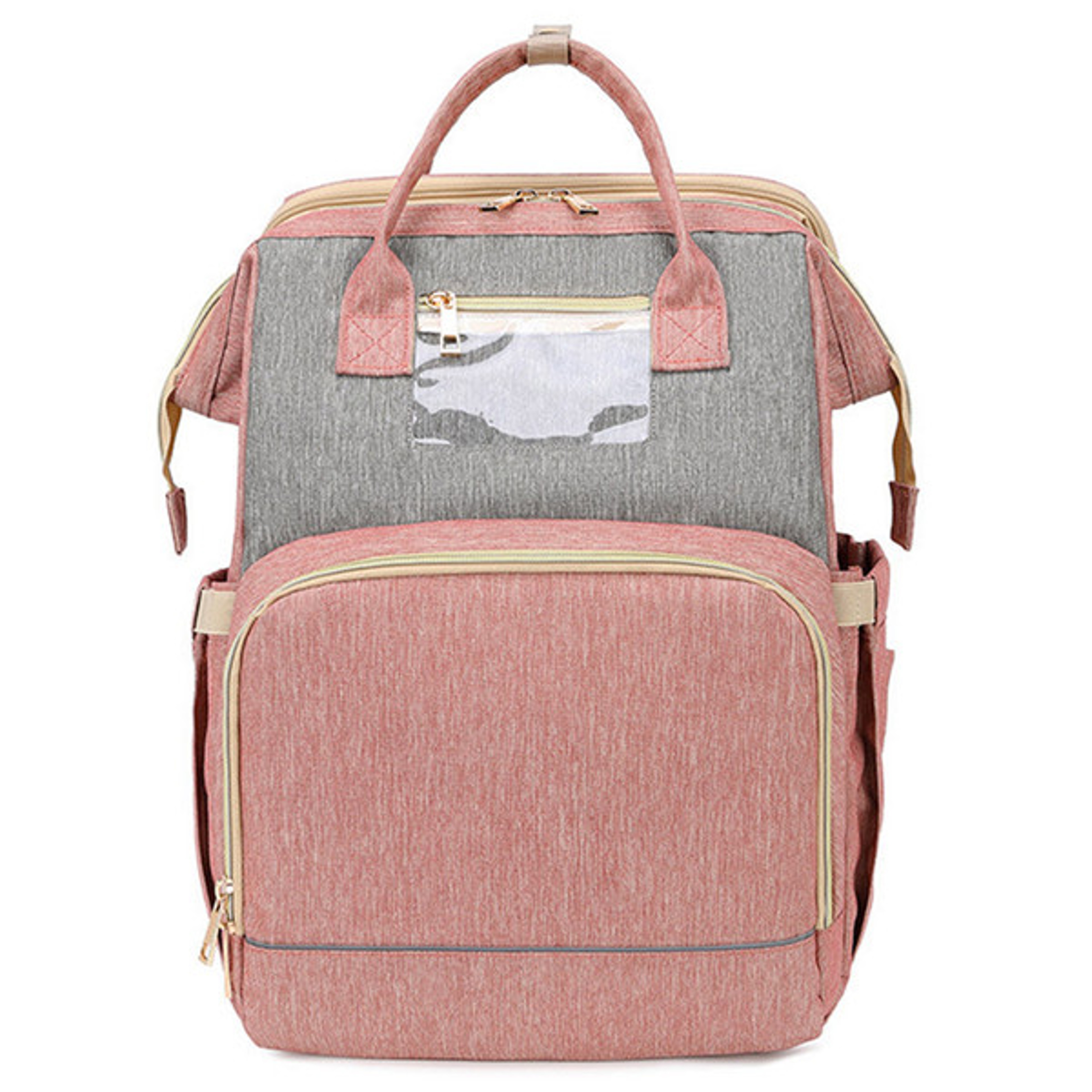 Multifunctional 3 in 1 Baby Diaper Bag With Bed (Waterproof Exterior) Pink