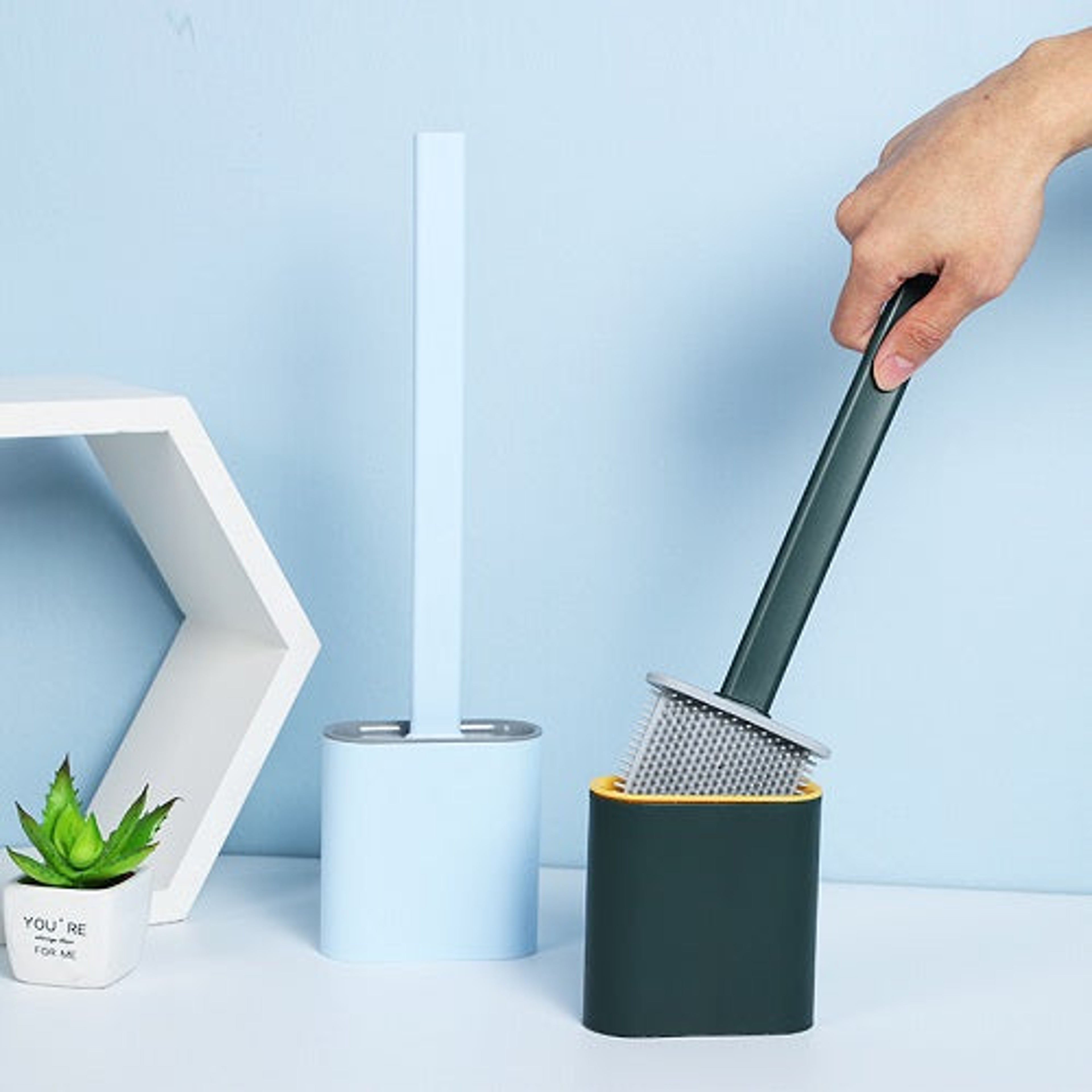 Next-Gen Clean - Revolutionary Flexible Silicone Toilet Brush with Holder, Wall-Mounted Design, Water-Repellant2