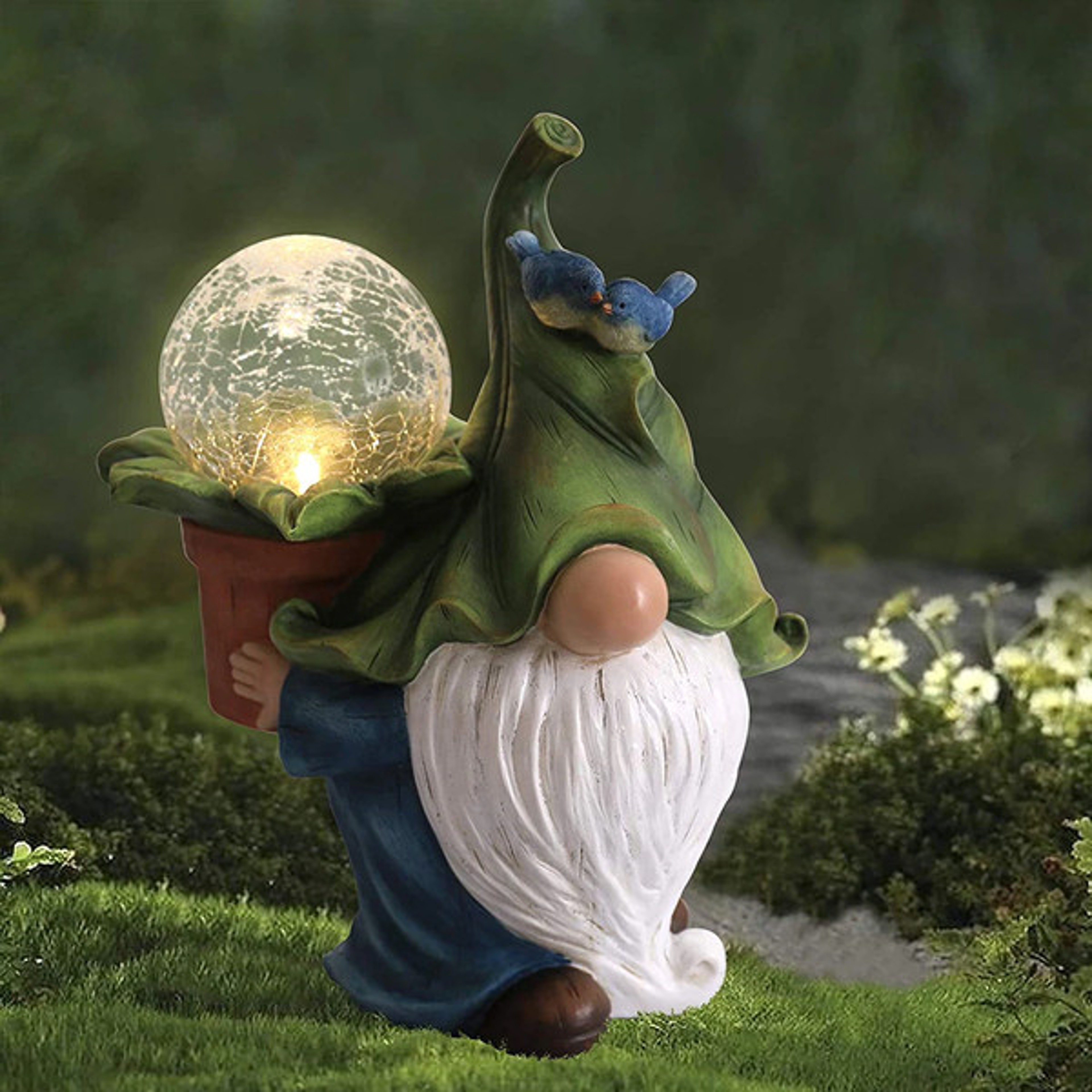 Charming Illumination - Weatherproof LED Solar Garden Gnome Statues, Handcrafted Durable Resin1