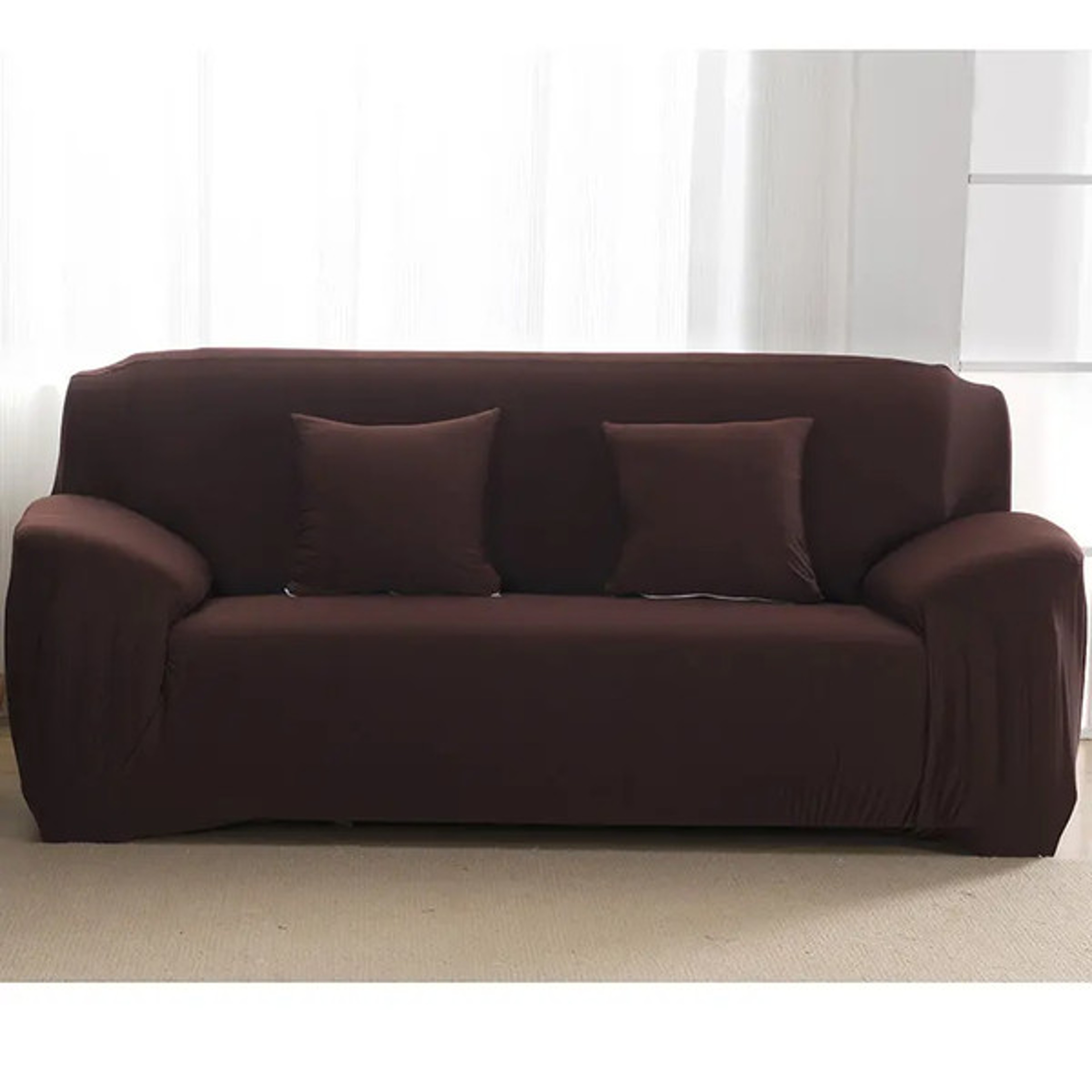 Elegant and Protective Perfect Fit Sofa Slipcover - Stretchable, Easy Clean, Couch Cover for Every Home dark brwon