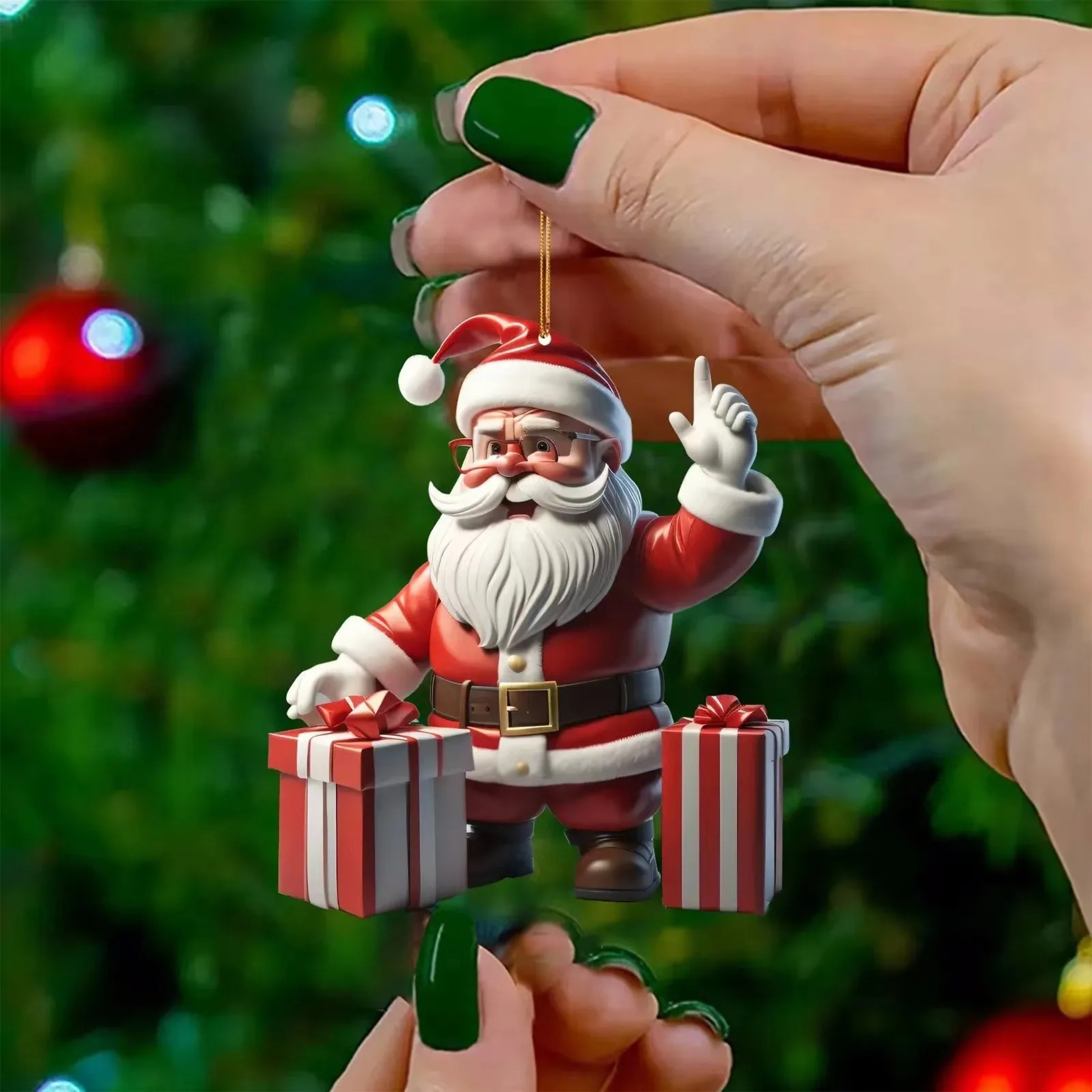 Christmas Flat Acrylic Cartoon Pendants  Noel Tree Hangings  Merry Xmas Ornaments Christmas Decorations 1