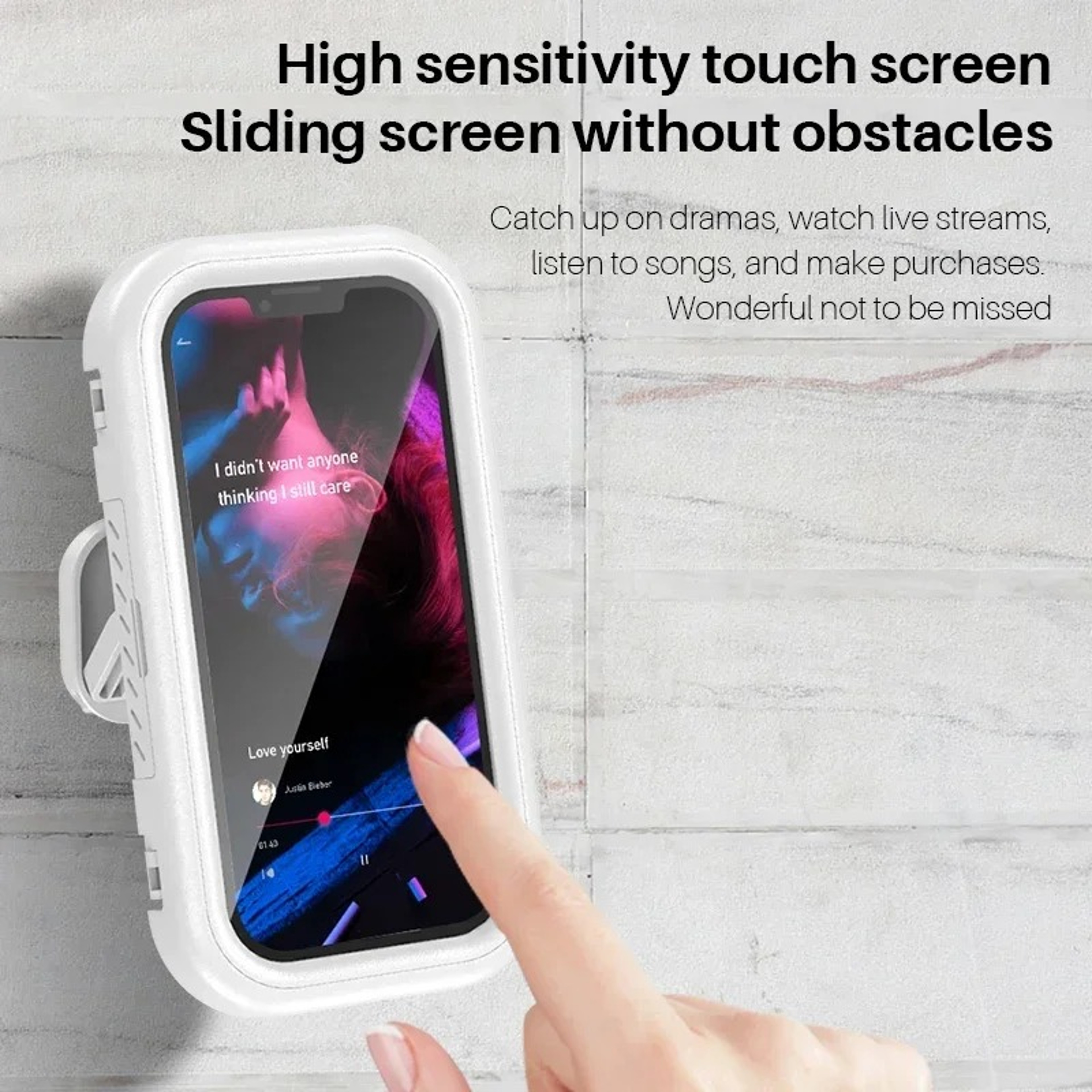 Waterproof Shower WallMount Phone Holder