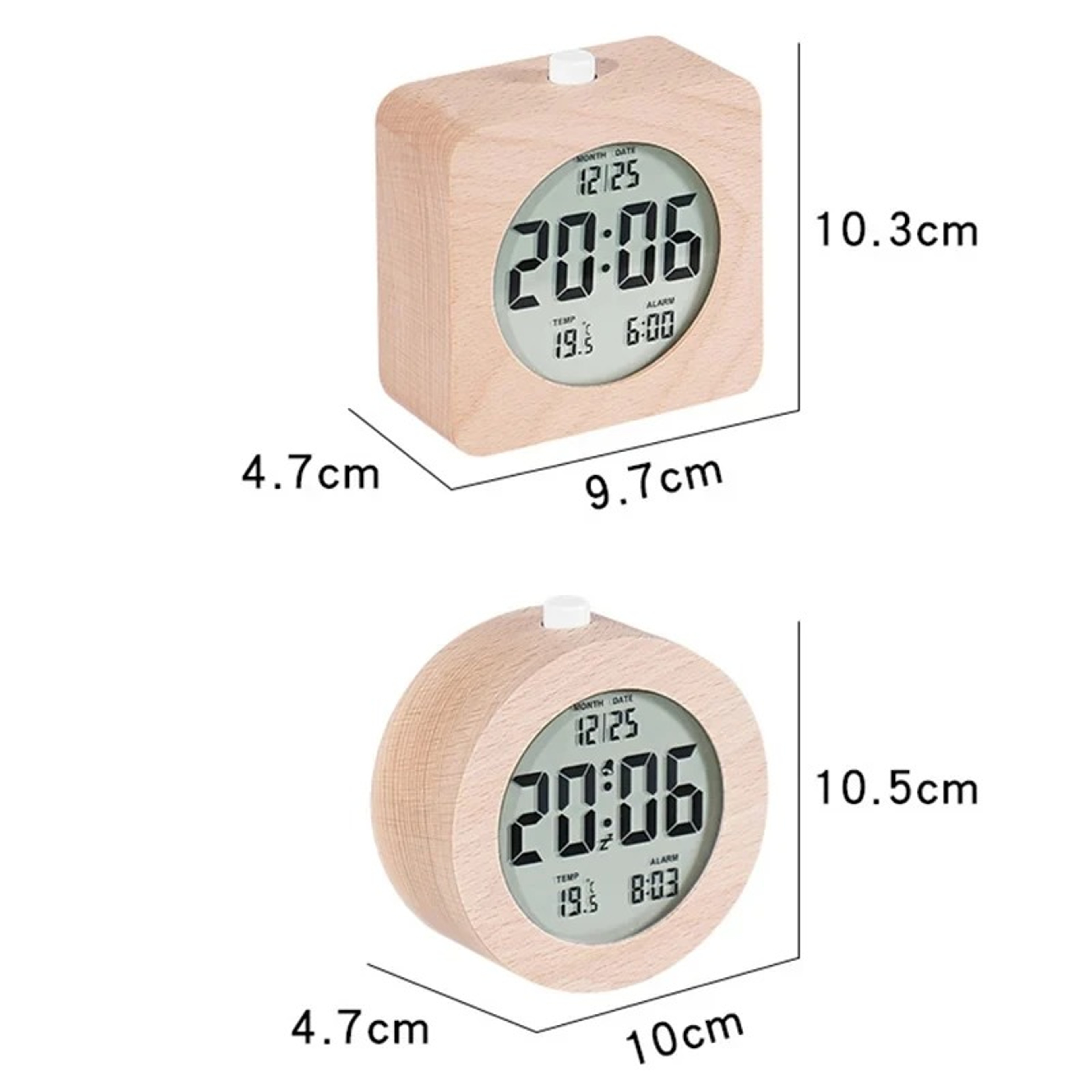 Elegant Wooden Alarm Clock with Backlight, Temperature Date Time Display – Perfect Bedroom Table Clock – view 7