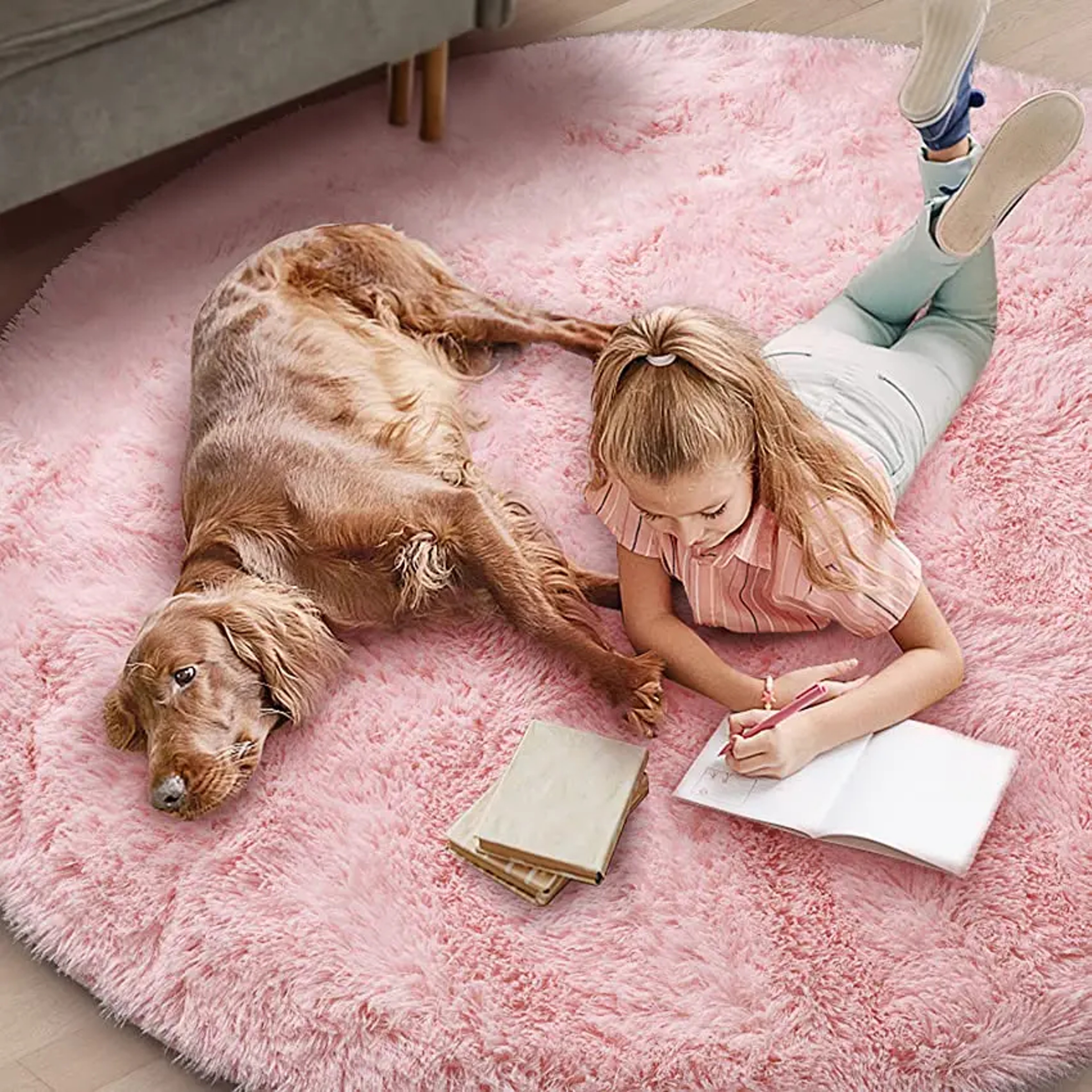 Ultra Soft Plush Round Rug – Fluffy White Carpet for Living Room, Bedroom & Kids Room – Thick Pile Shaggy Area Rug – view 2