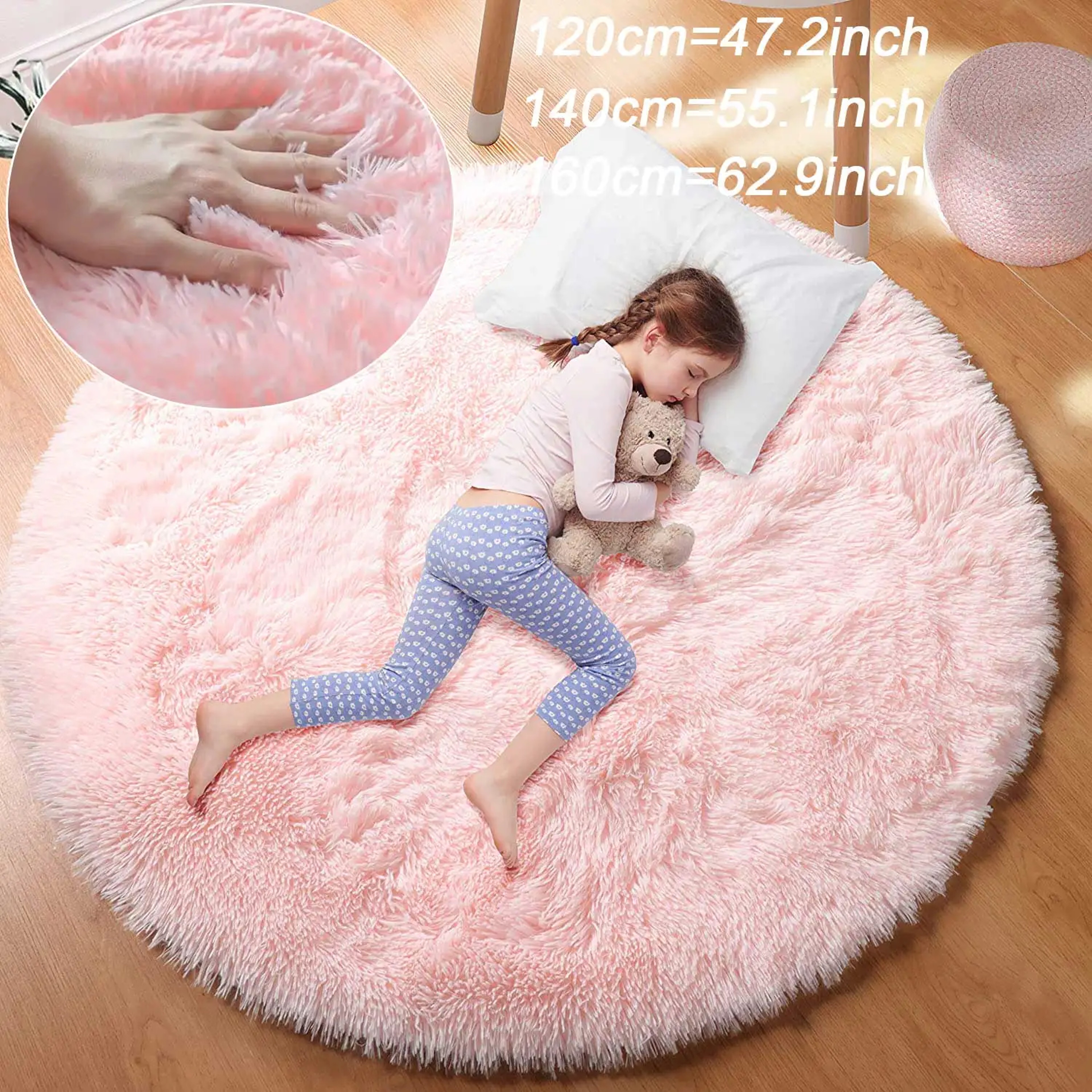 Ultra Soft Plush Round Rug – Fluffy White Carpet for Living Room, Bedroom & Kids Room – Thick Pile Shaggy Area Rug – view 3