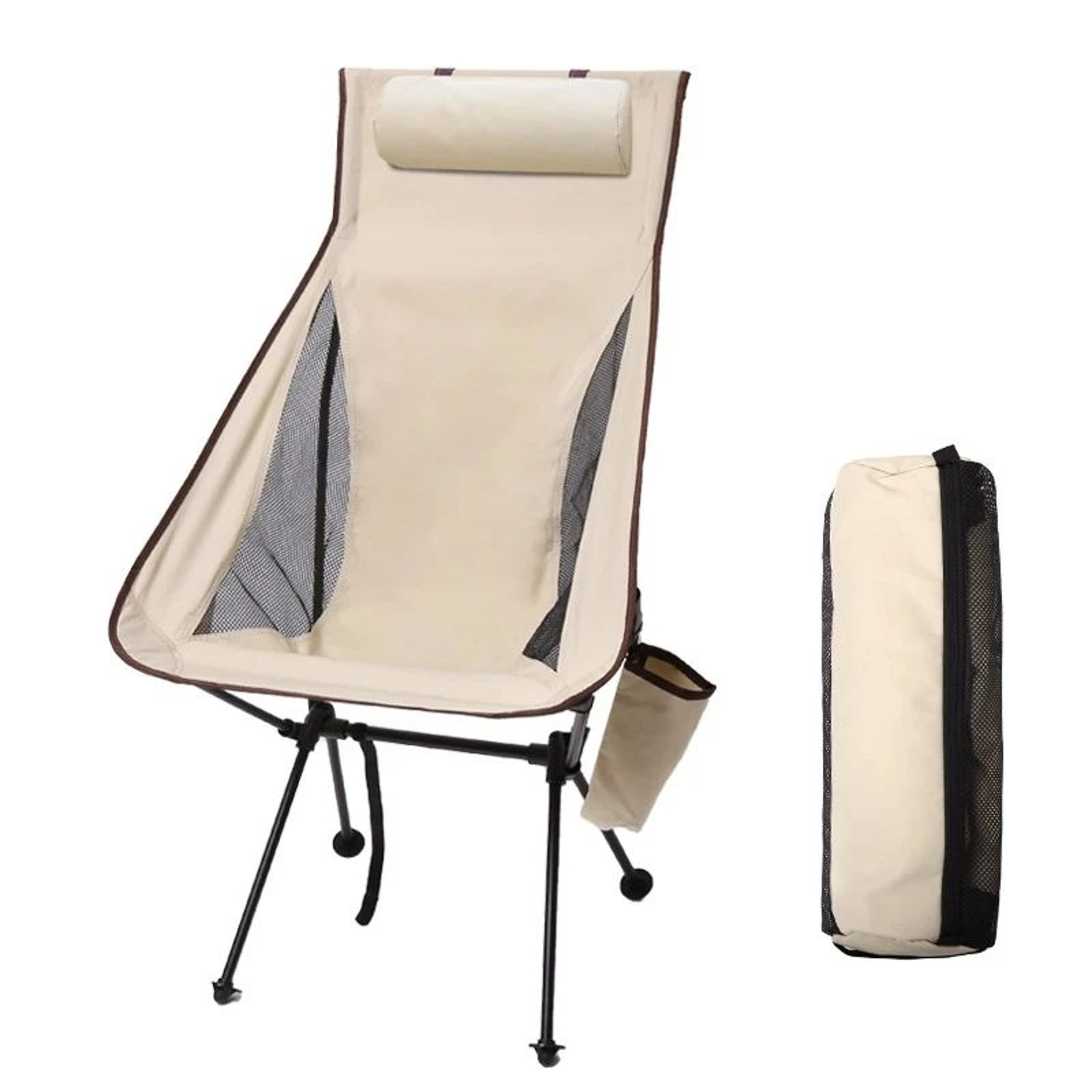 Portable Folding Camping Chair With Headrest Lightweight Aluminum Alloy Outdoor Chair For Fishing A 6