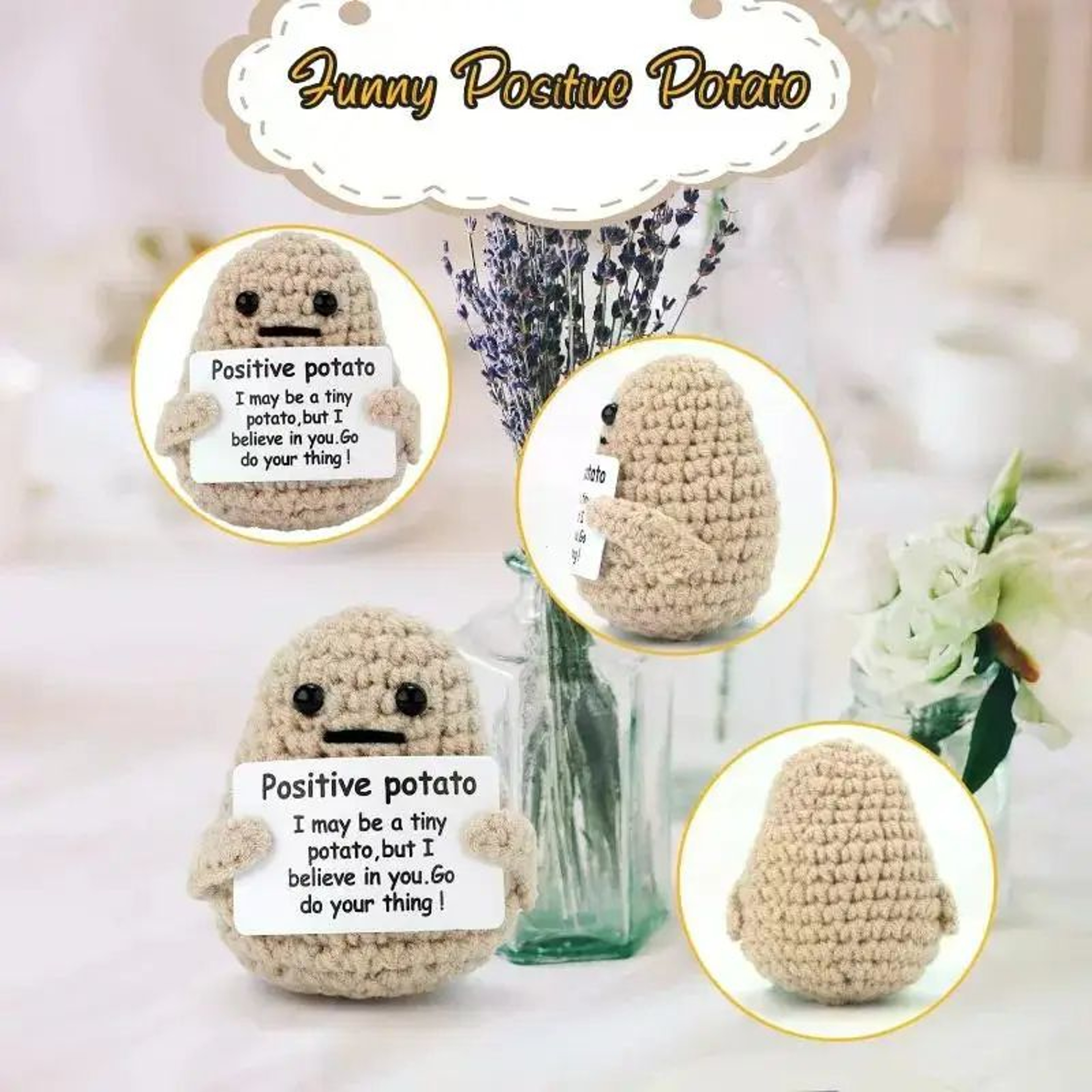 Handmade Positive Energy Potato Hug Pocket Mini Plush Doll Perfect Christmas Gift  Room Decor 1