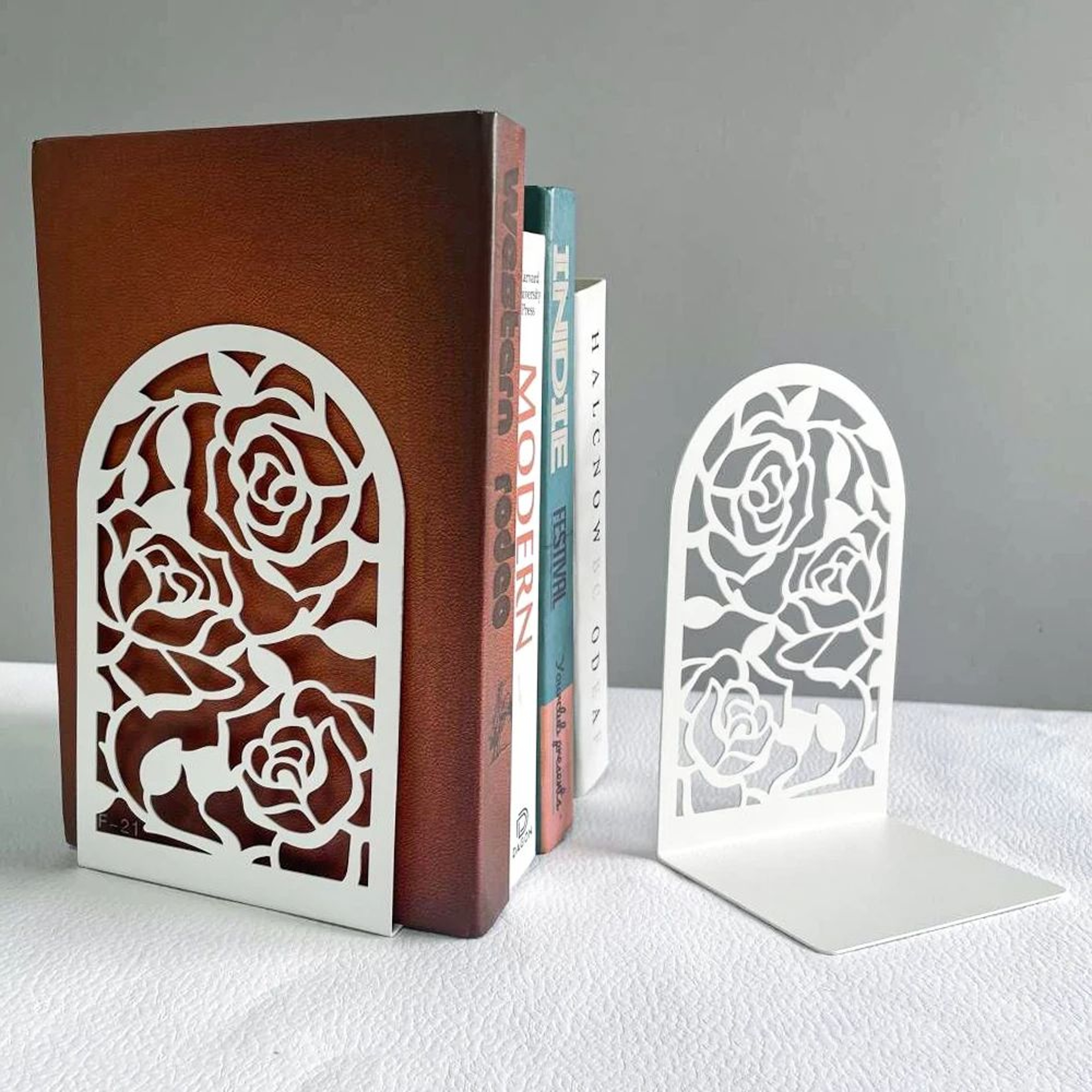 Style Rose Book Ends For Book Lovers Heavy Duty Bookend For Home  Office Book Rack Holder Gift For  0