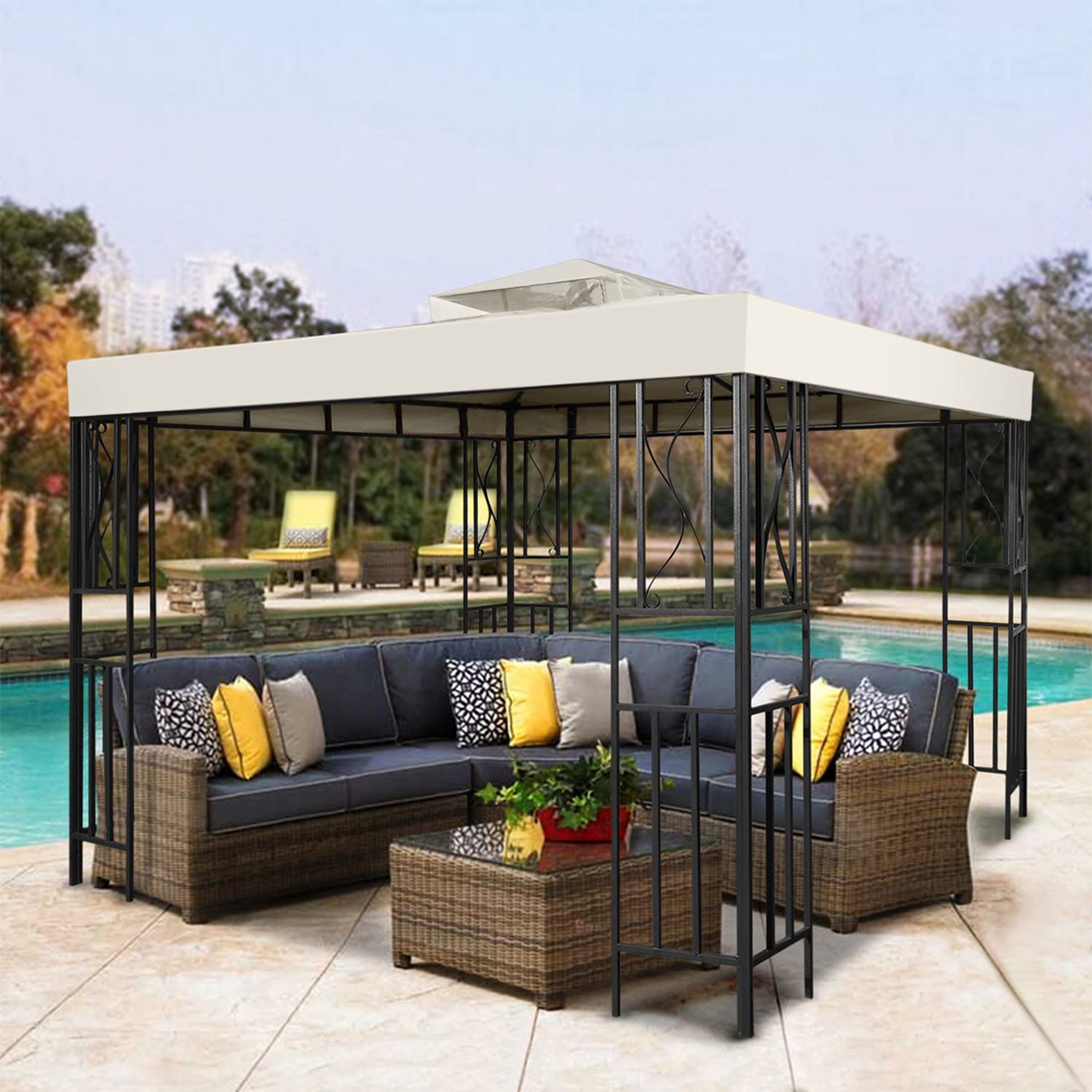Garden Gazebo Top Cover Canopy Replacement Top Canopy Cover With Double Tier Outdoor Patio Sunshade