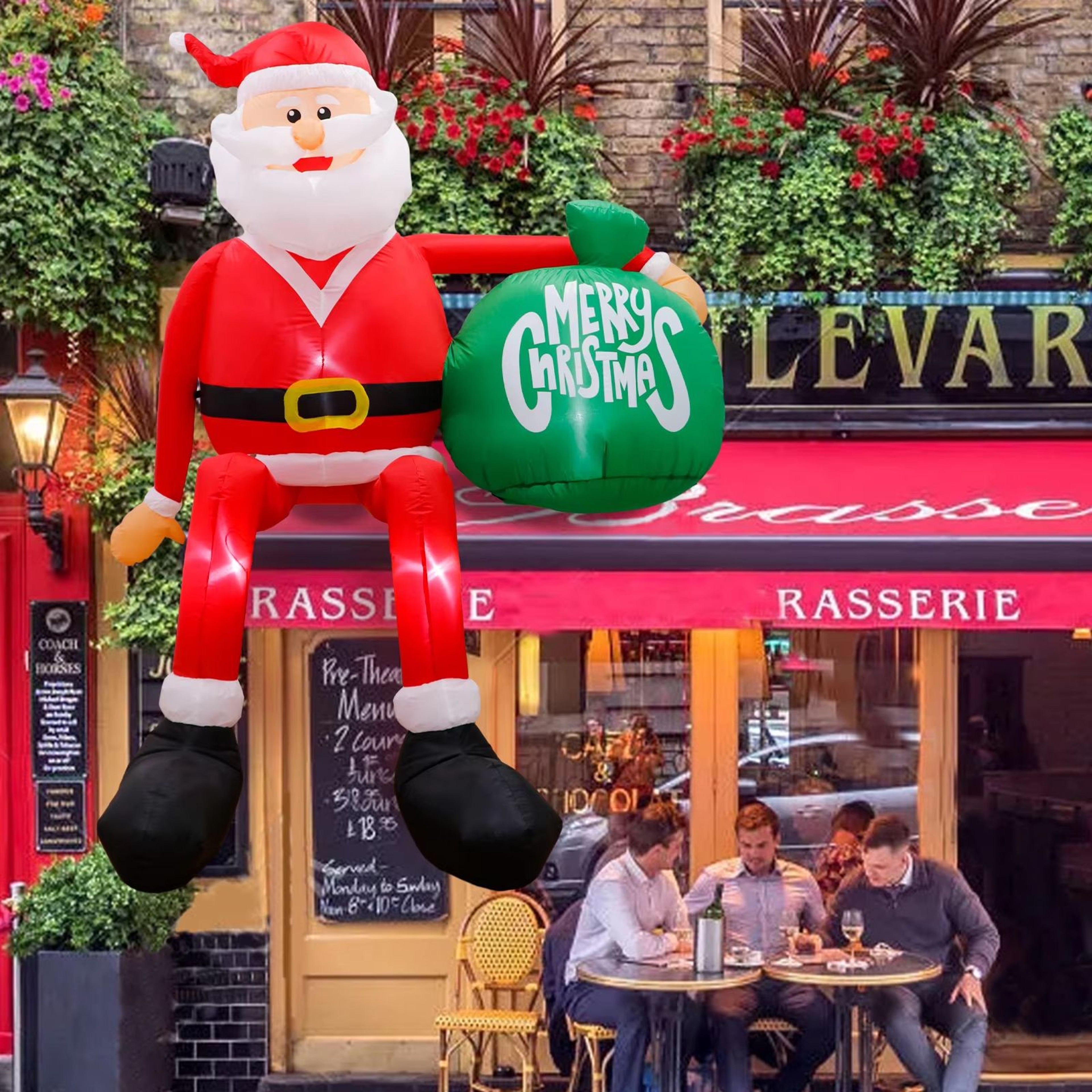Giant 8FT LED Climbing Santa Inflatable  Premium Outdoor Christmas Decoration 0