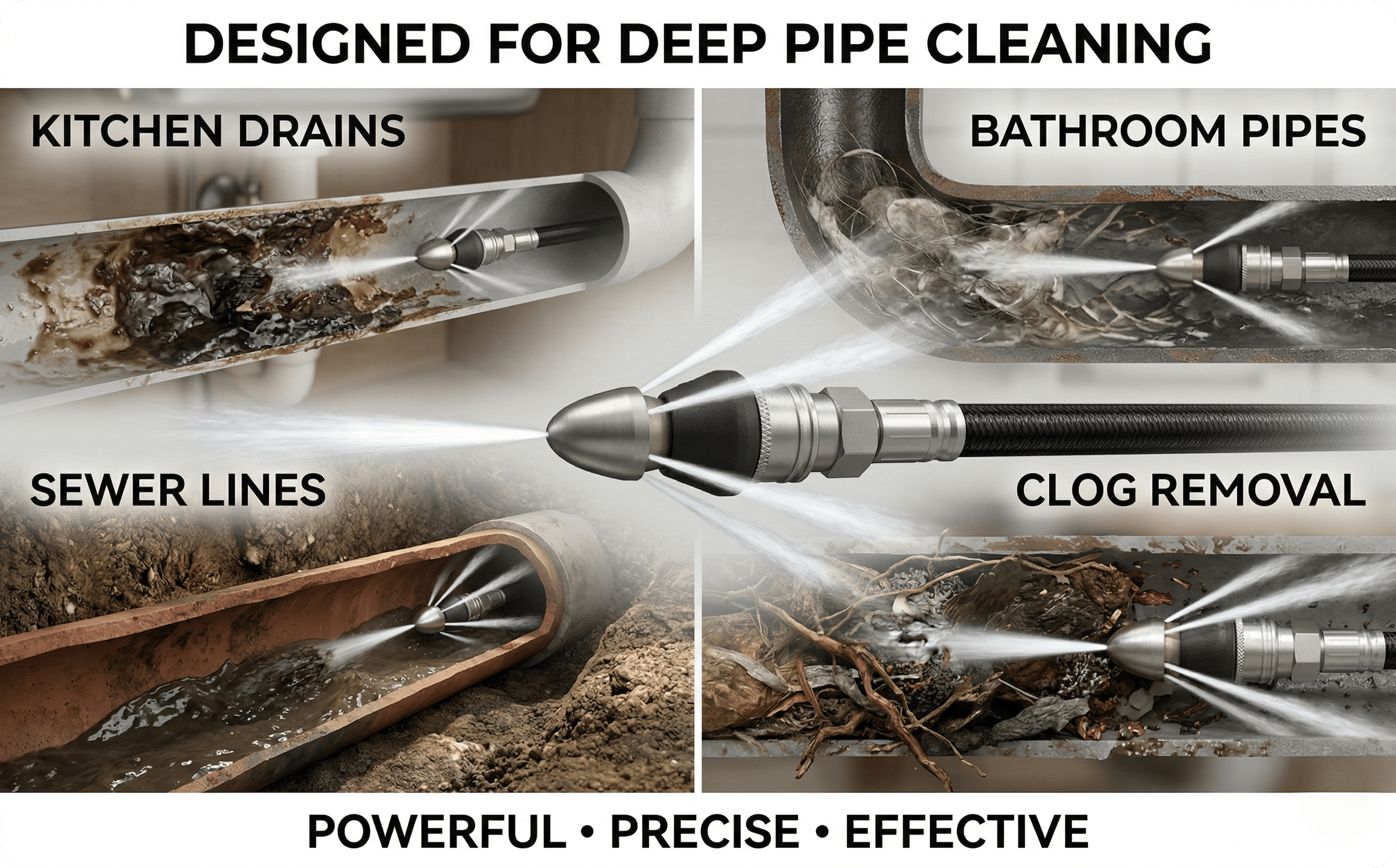 High-Pressure Nozzle Jet Cleaning Tool Sewer Jetter Kit for Pressure Washer – view 10