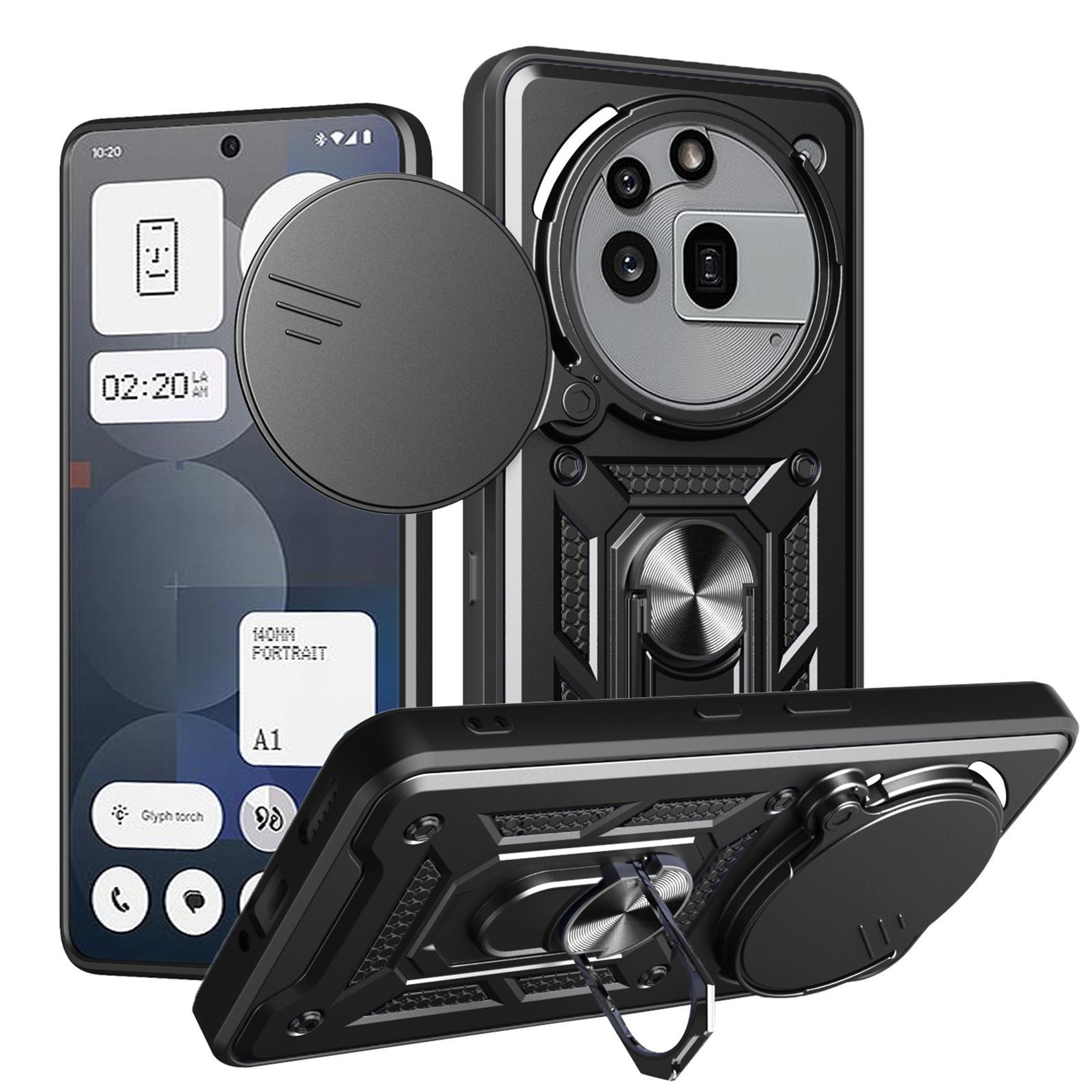 Nothing Phone 3a Pro Sliding Camera Cover TPUPC Magnetic Ring Stand Case 0
